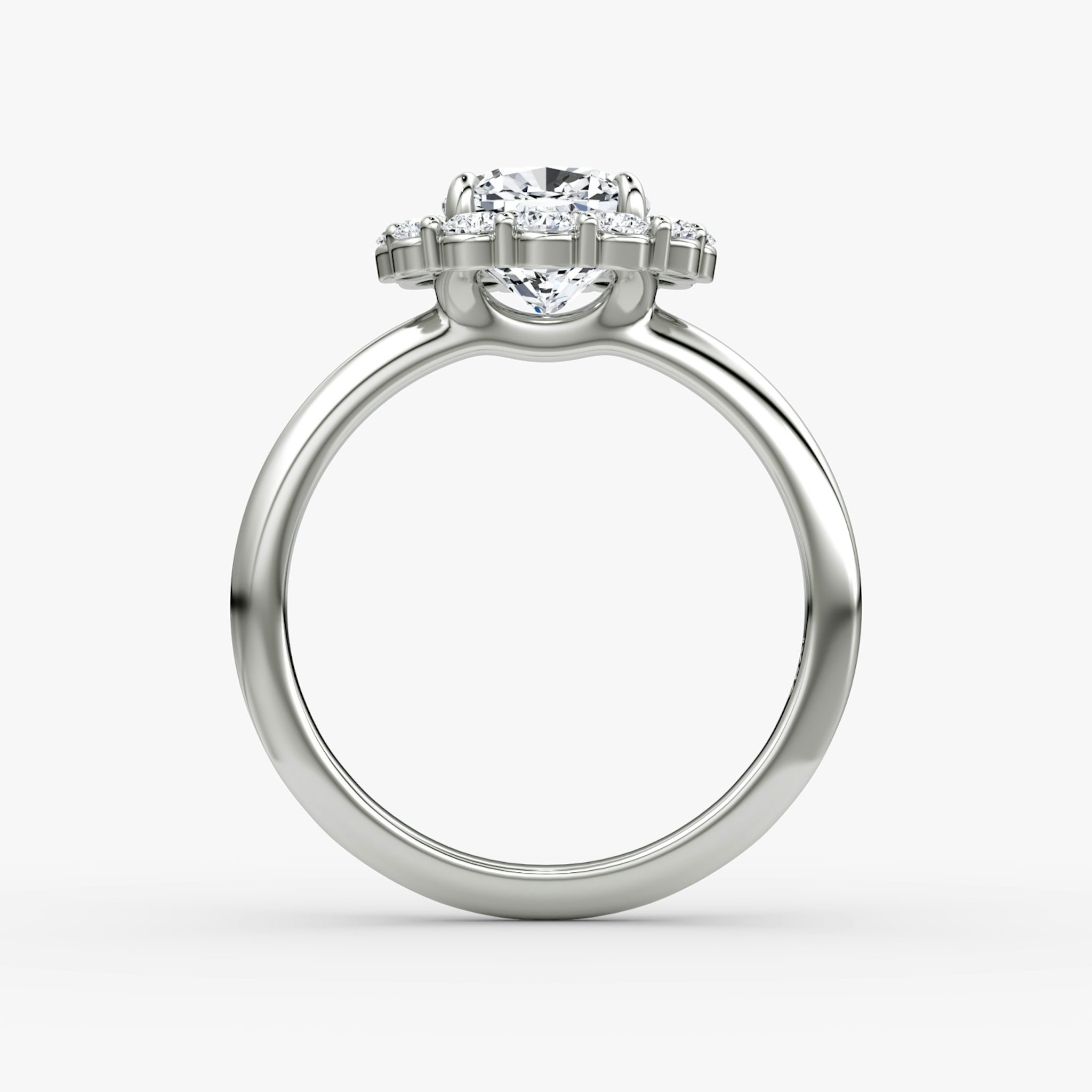 The Signature Floral Halo | Cushion | 18k | White Gold | bandAccent: Plain | diamondOrientation: vertical | caratWeight: other