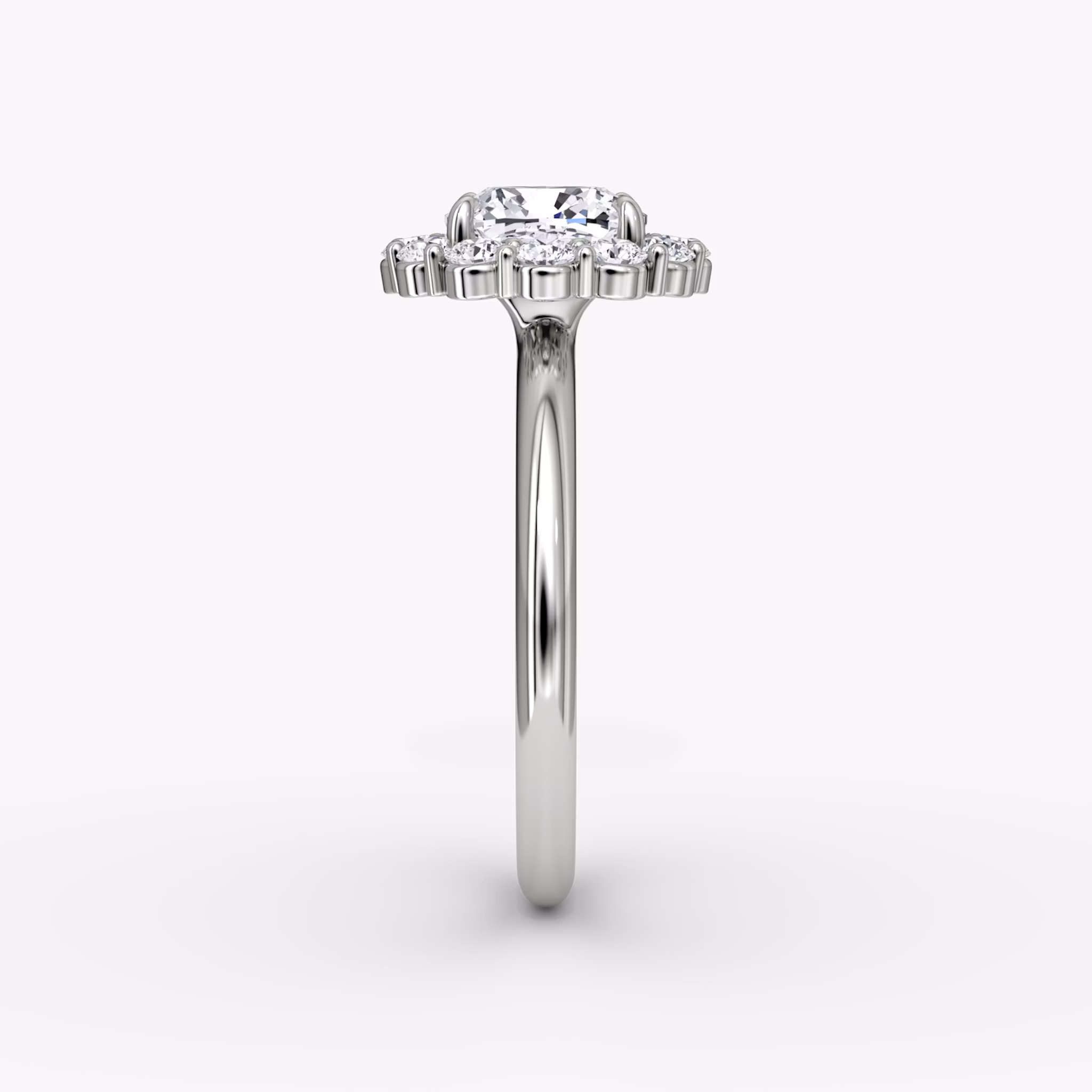 The Signature Floral Halo | Cushion | 18k | White Gold | bandAccent: Plain | diamondOrientation: vertical | caratWeight: other