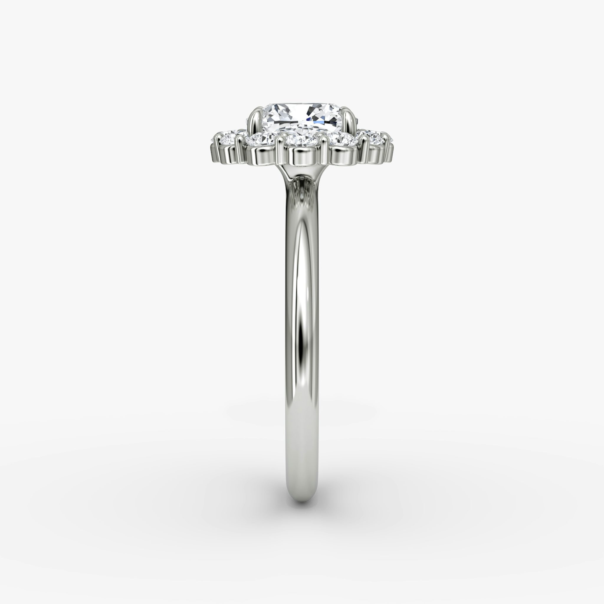 The Signature Floral Halo | Cushion | 18k | White Gold | bandAccent: Plain | diamondOrientation: vertical | caratWeight: other