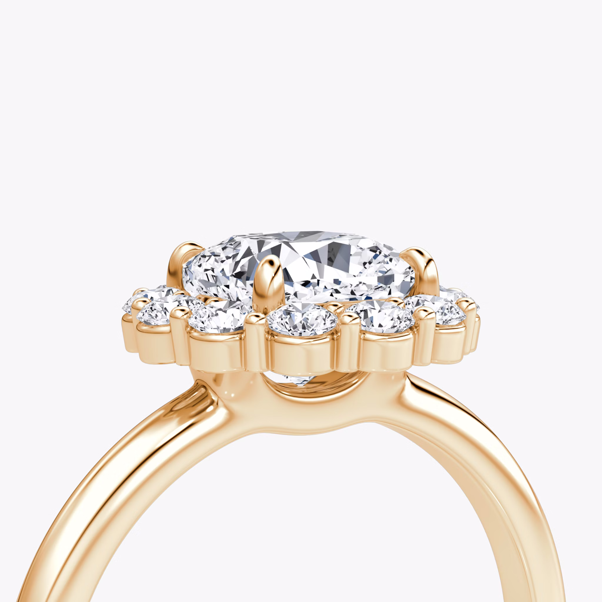 The Signature Floral Halo | Cushion | 14k | Rose Gold | bandAccent: Plain | diamondOrientation: vertical | caratWeight: other