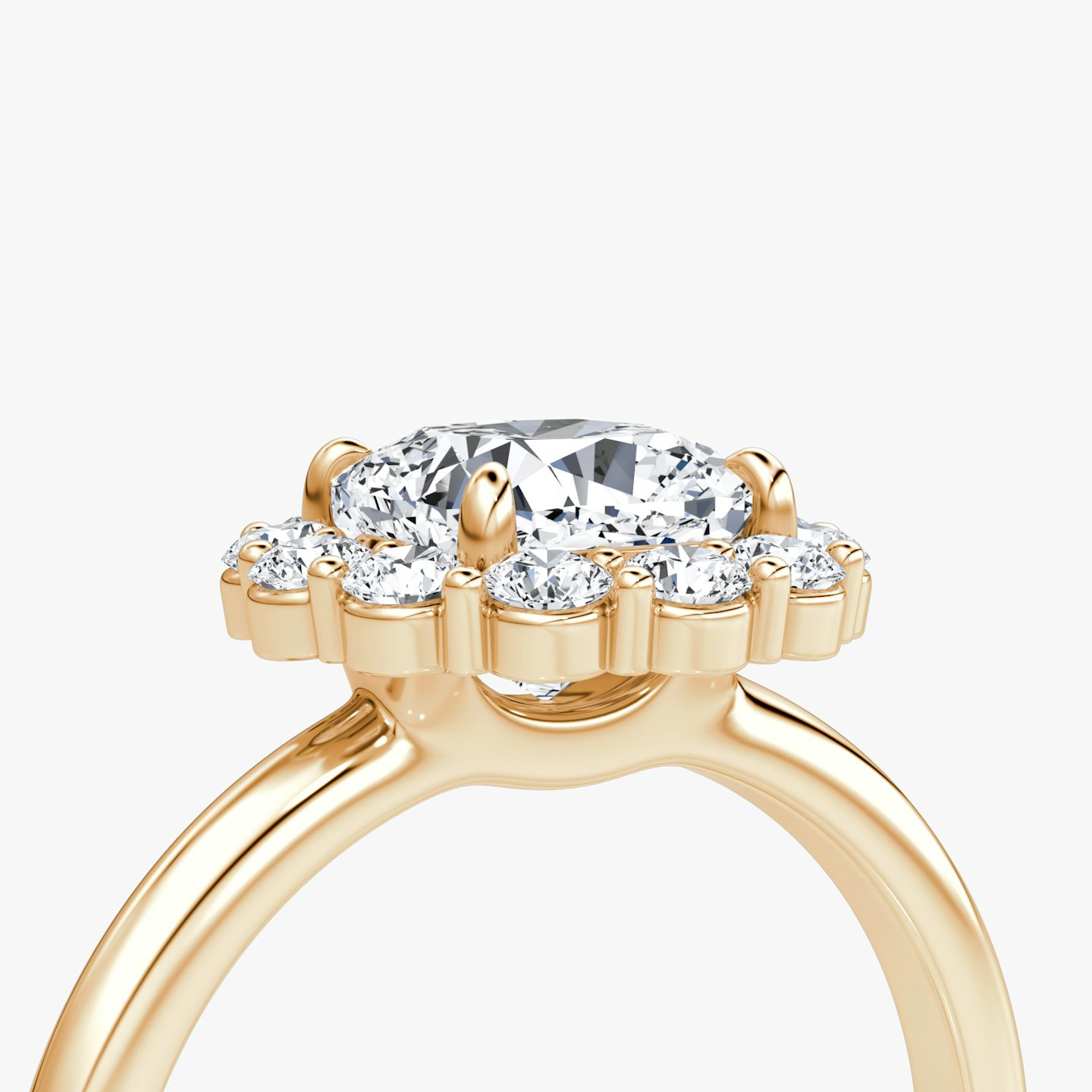 Signature Floral Halo | Cushion | 14k | Roségold | bandAccent: Ohne Pavé-Besatz | diamondOrientation: vertical | caratWeight: other