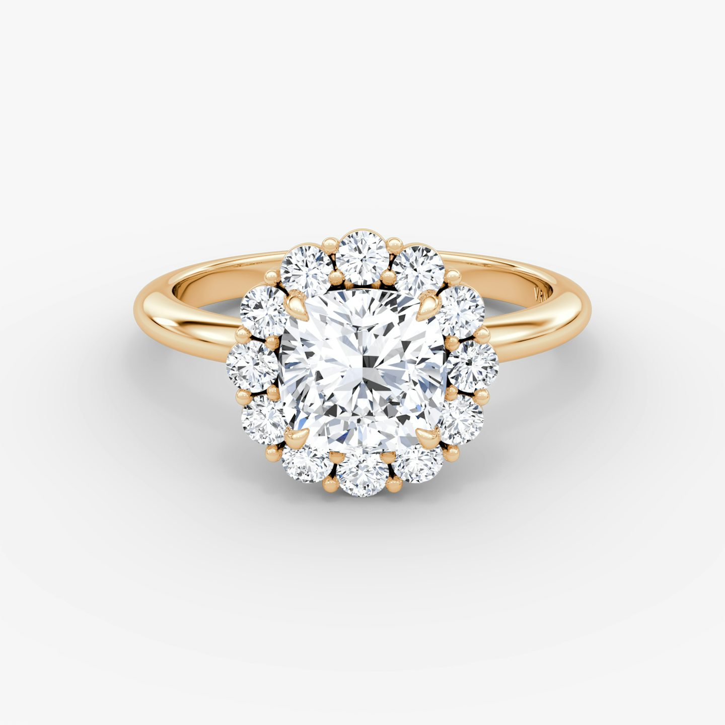 Signature Floral Halo | Cushion | 14k | Roségold | bandAccent: Ohne Pavé-Besatz | diamondOrientation: vertical | caratWeight: other