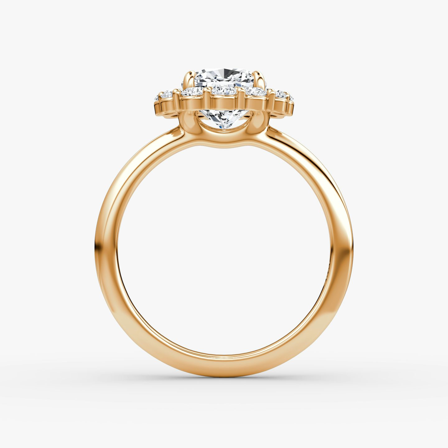 Signature Floral Halo | Cushion | 14k | Roségold | bandAccent: Ohne Pavé-Besatz | diamondOrientation: vertical | caratWeight: other