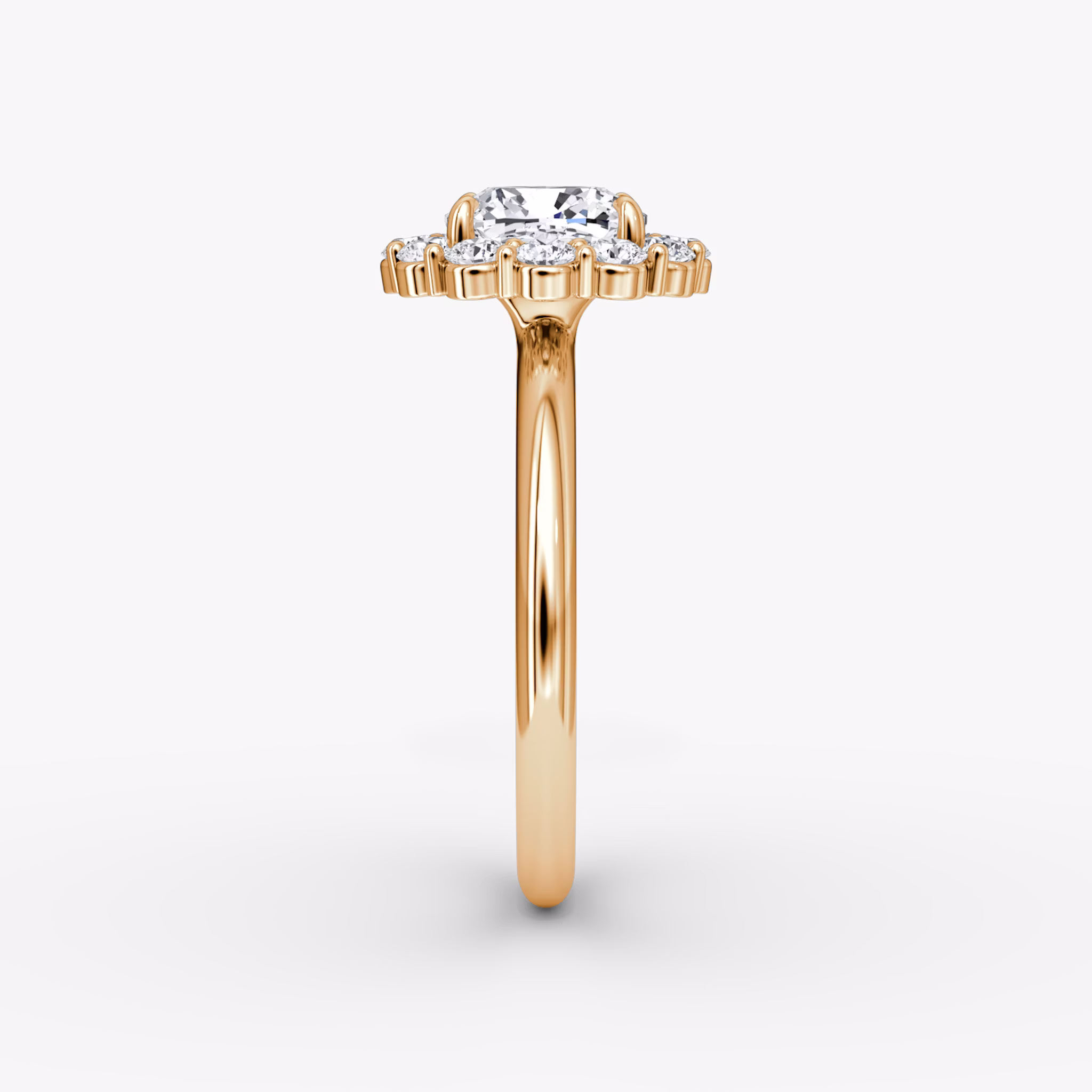 The Signature Floral Halo | Cushion | 14k | Rose Gold | bandAccent: Plain | diamondOrientation: vertical | caratWeight: other