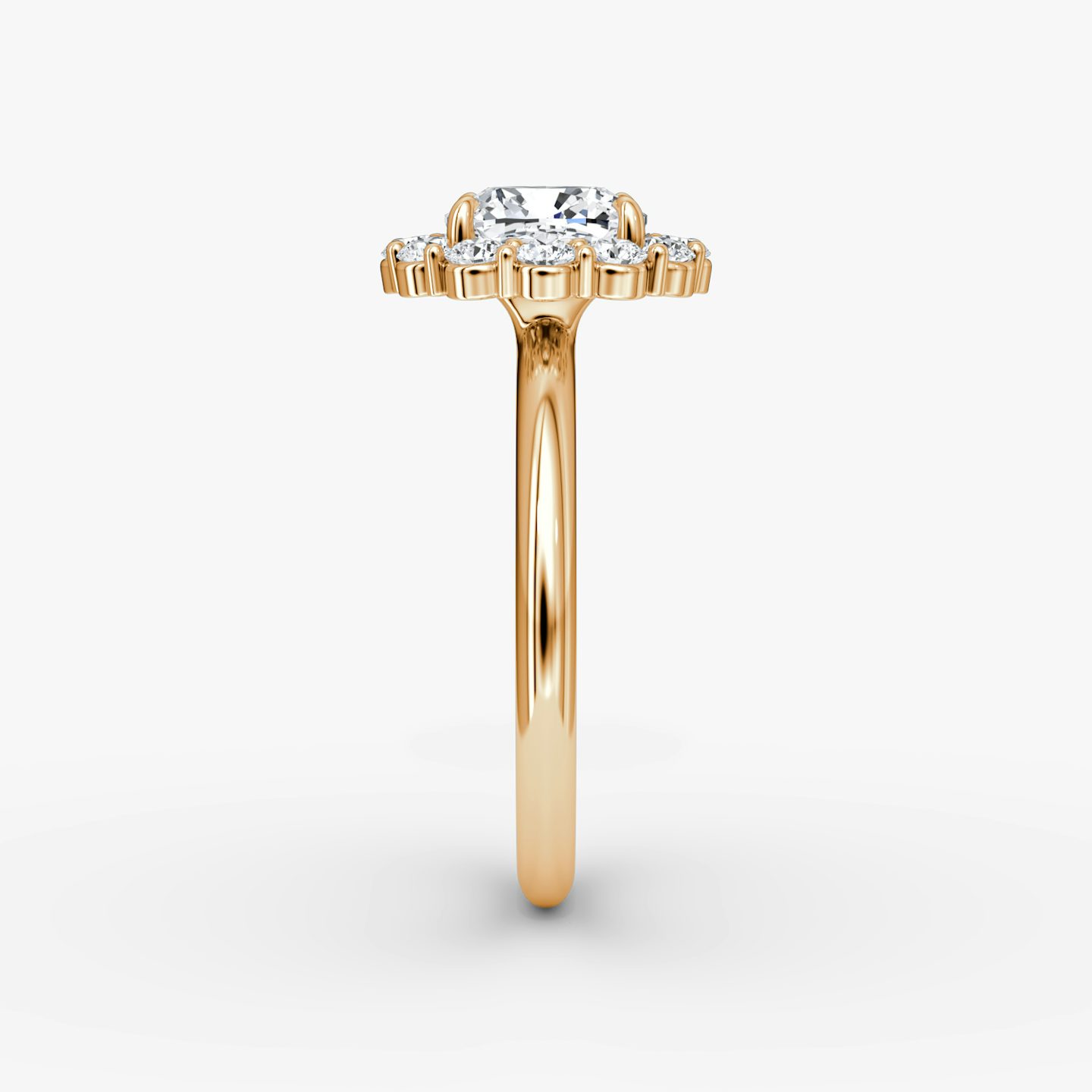 Signature Floral Halo | Cushion | 14k | Roségold | bandAccent: Ohne Pavé-Besatz | diamondOrientation: vertical | caratWeight: other