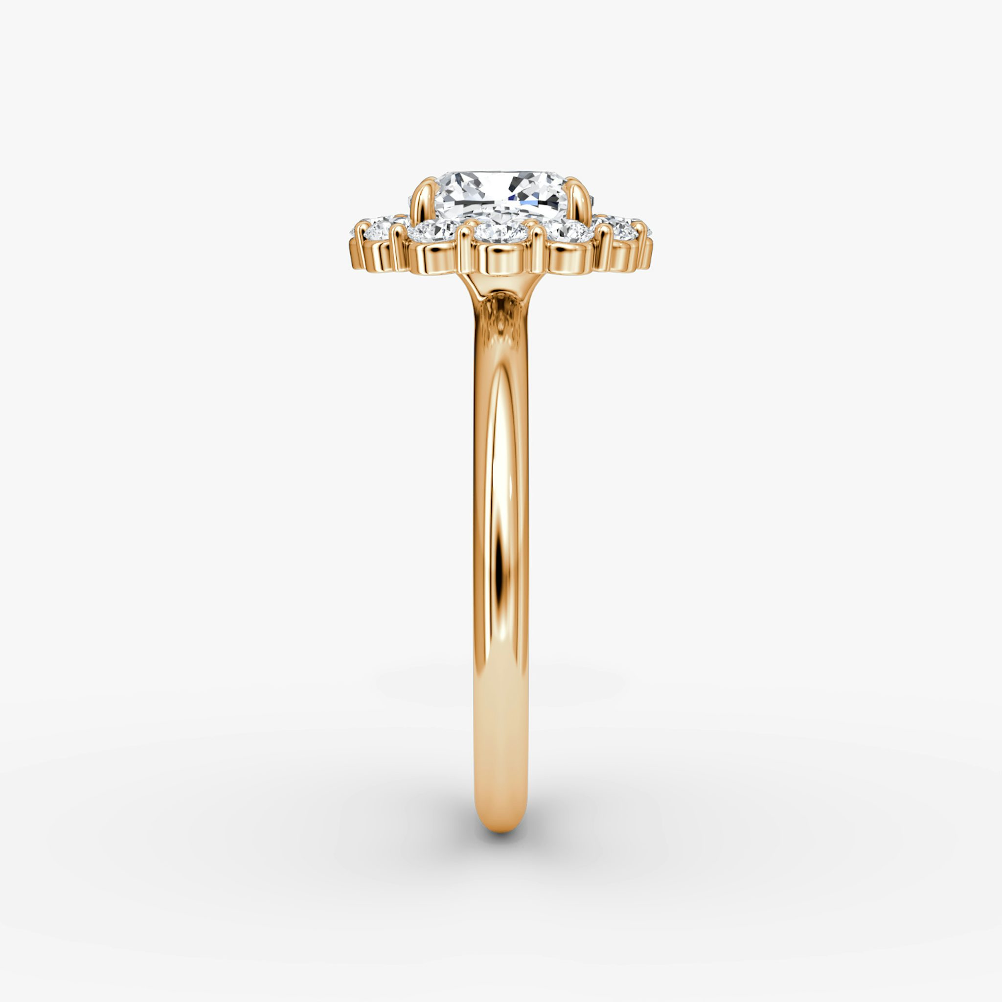The Signature Floral Halo | Cushion | 14k | Rose Gold | bandAccent: Plain | diamondOrientation: vertical | caratWeight: other