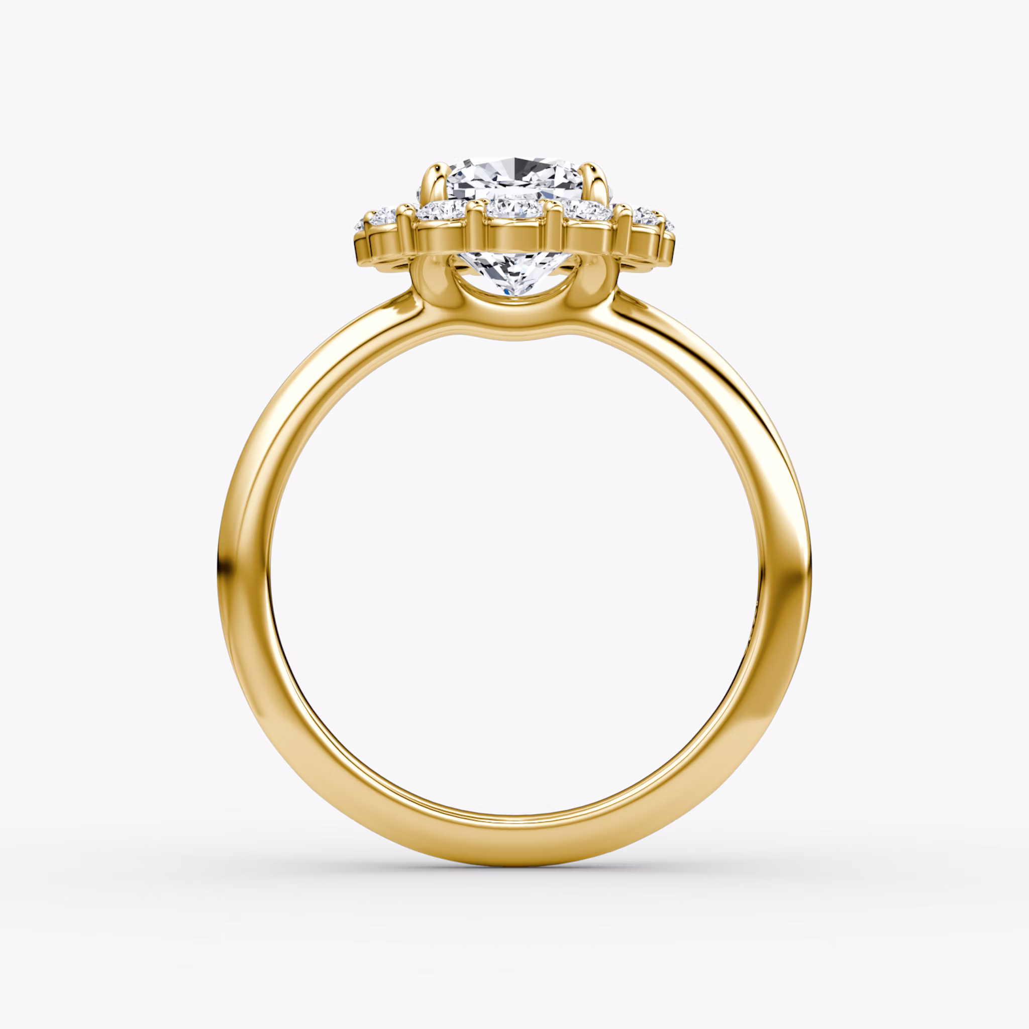 The Signature Floral Halo | Cushion | 18k | Yellow Gold | bandAccent: Plain | diamondOrientation: vertical | caratWeight: other