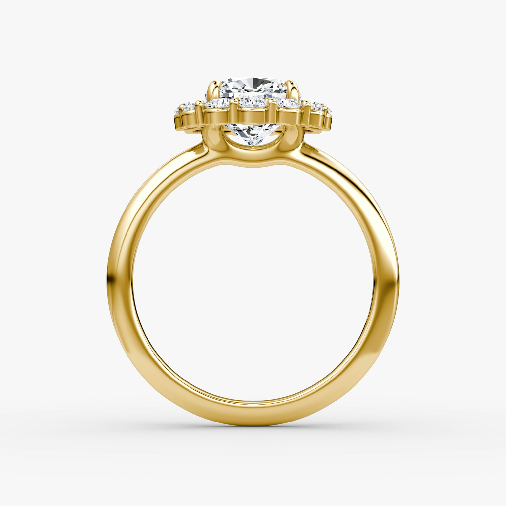 The Signature Floral Halo | Cushion | 18k | Yellow Gold | bandAccent: Plain | diamondOrientation: vertical | caratWeight: other