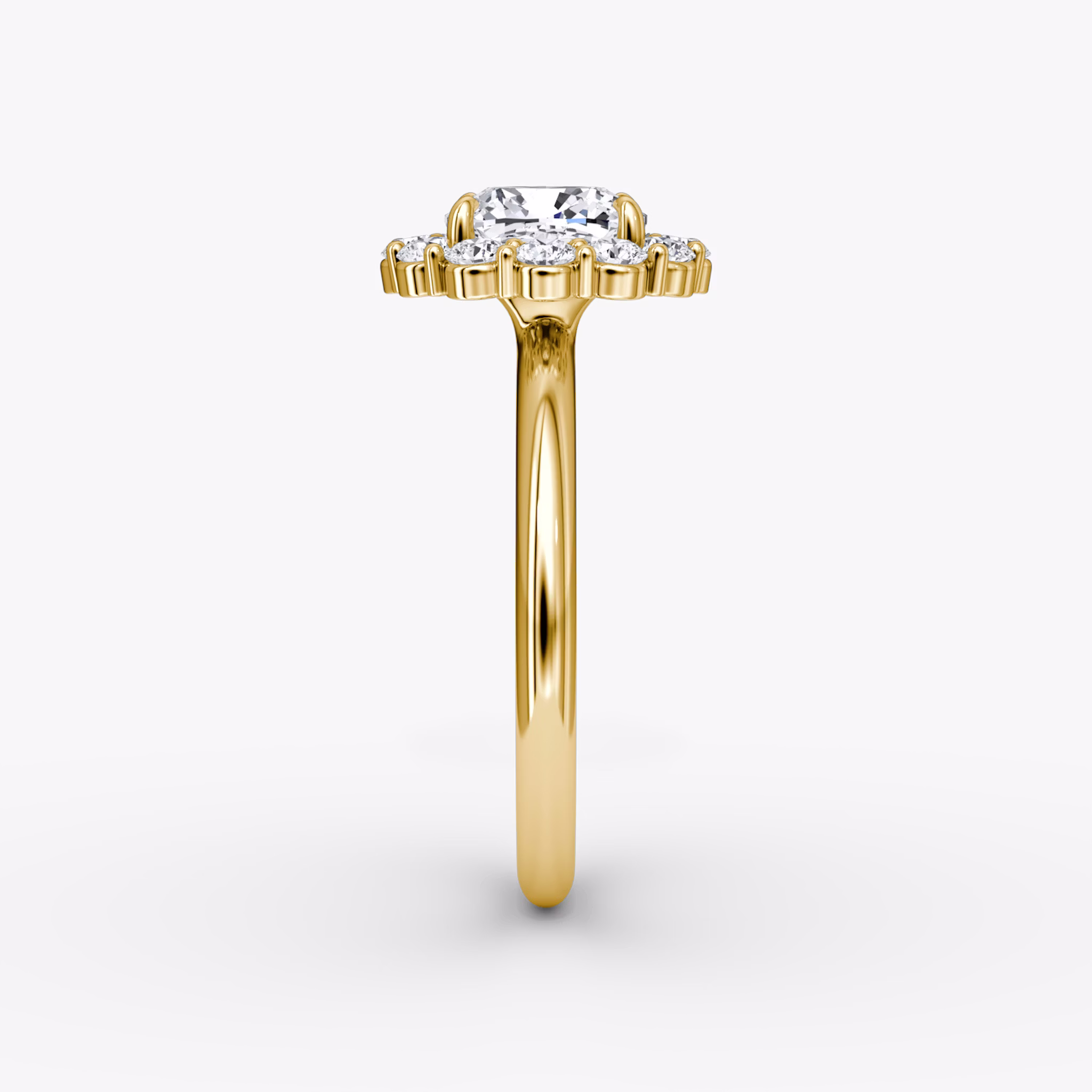 The Signature Floral Halo | Cushion | 18k | Yellow Gold | bandAccent: Plain | diamondOrientation: vertical | caratWeight: other