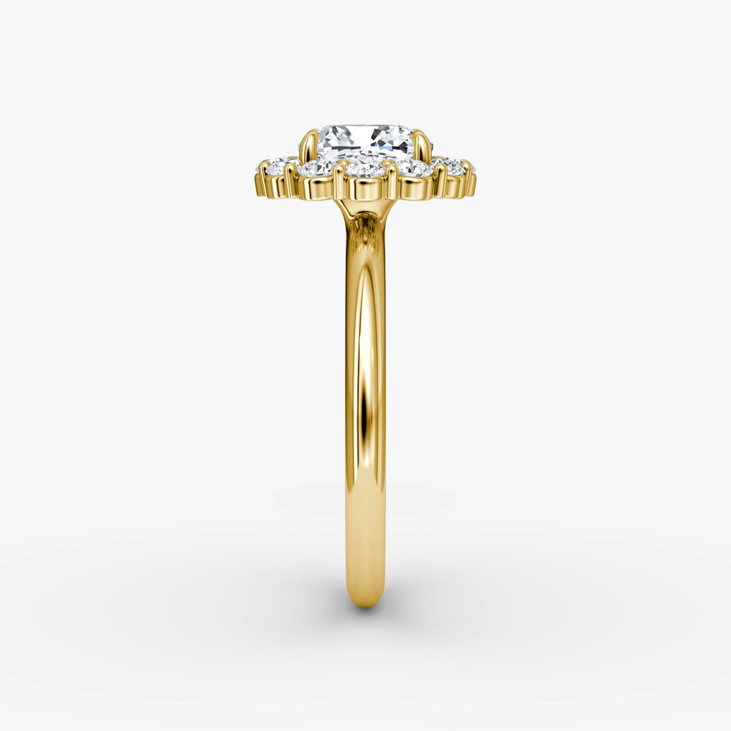 The Signature Floral Halo | Cushion | 18k | Yellow Gold | bandAccent: Plain | diamondOrientation: vertical | caratWeight: other