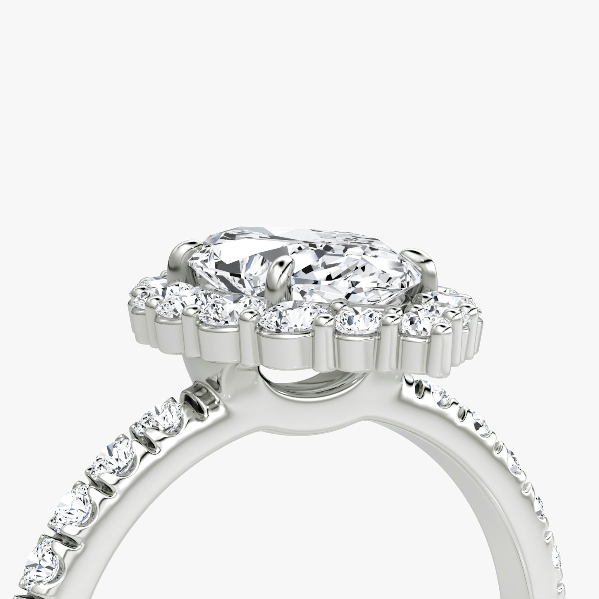 The Signature Floral Halo | Marquise | 18k | White Gold | bandAccent: Pavé | diamondOrientation: vertical | caratWeight: other