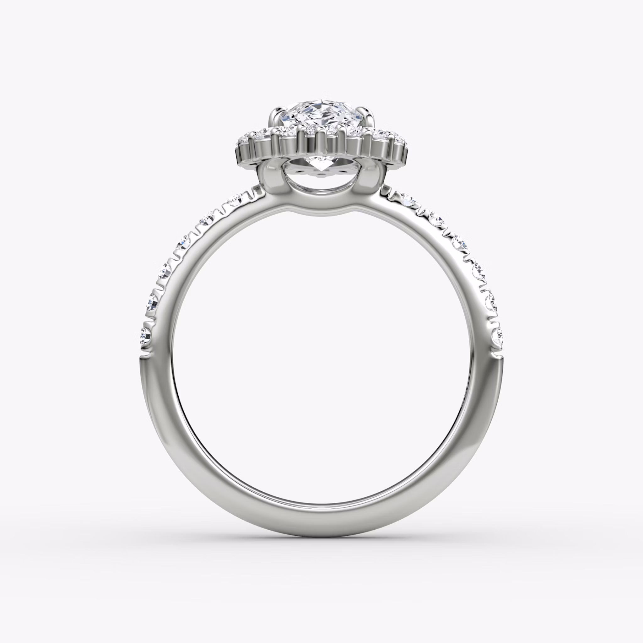 The Signature Floral Halo | Marquise | 18k | White Gold | bandAccent: Pavé | diamondOrientation: vertical | caratWeight: other