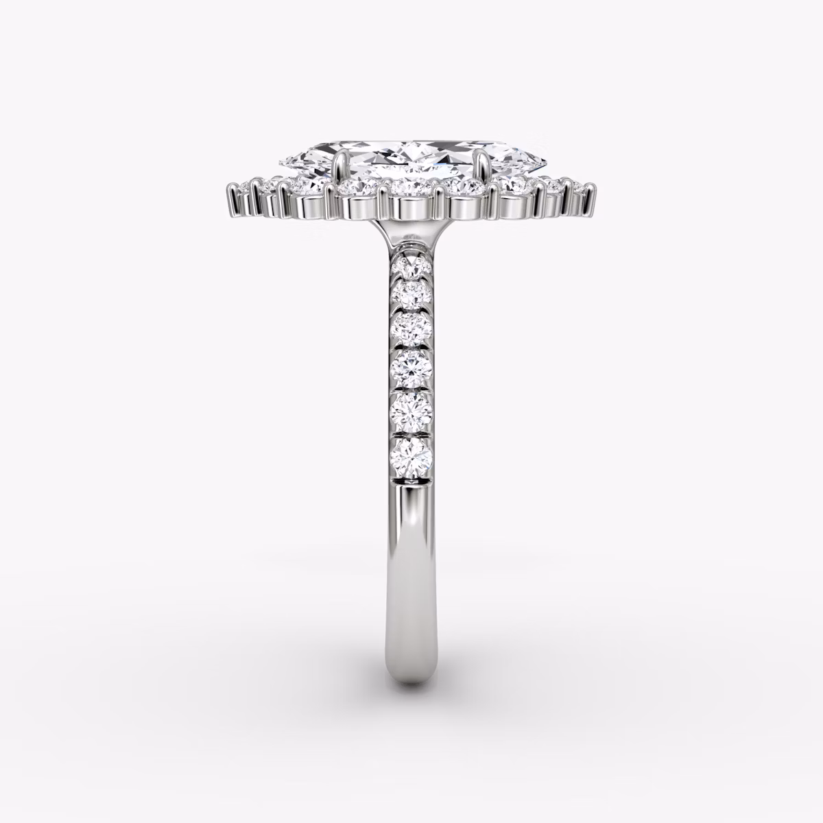 Signature Floral Halo | Marquise | 18k | Weißgold | bandAccent: Mit Pavé-Besatz | diamondOrientation: vertical | caratWeight: other