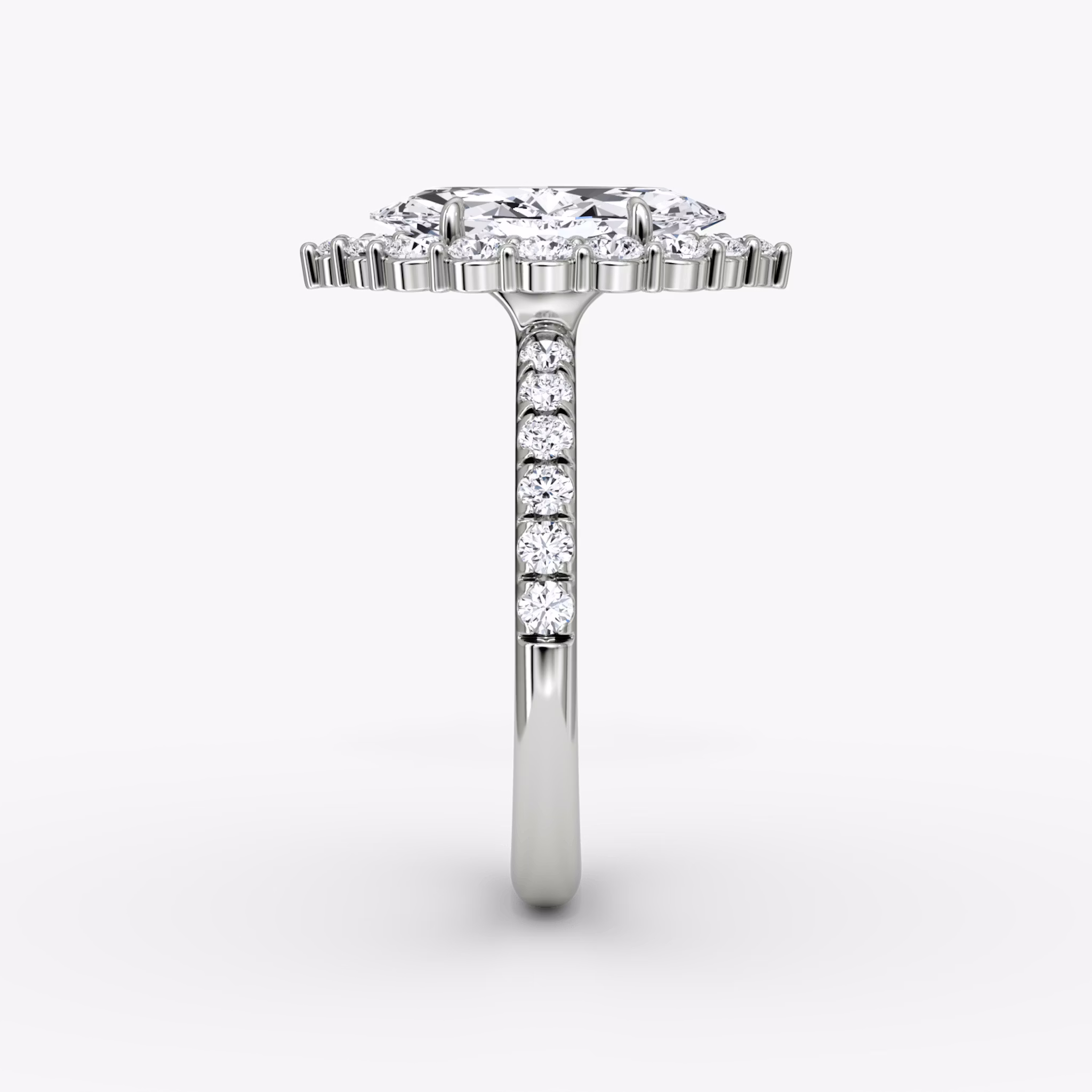The Signature Floral Halo | Marquise | 18k | White Gold | bandAccent: Pavé | diamondOrientation: vertical | caratWeight: other