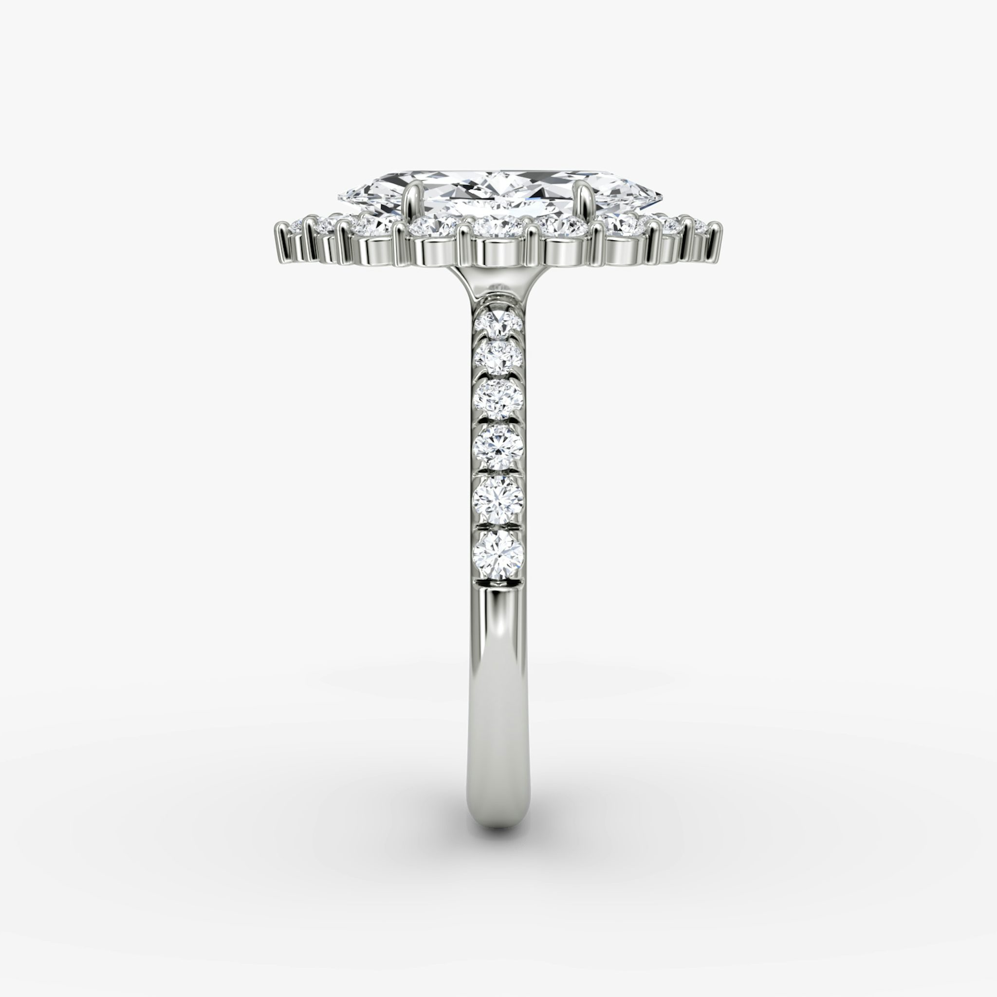 The Signature Floral Halo | Marquise | 18k | White Gold | bandAccent: Pavé | diamondOrientation: vertical | caratWeight: other