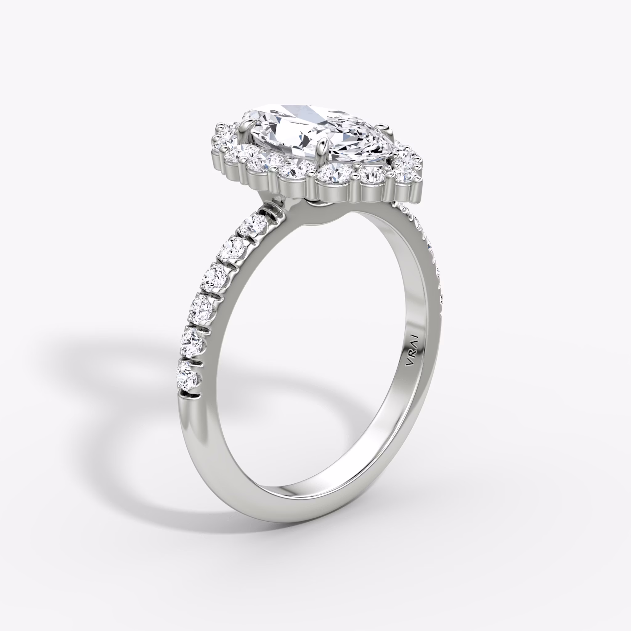 The Signature Floral Halo | Marquise | 18k | White Gold | bandAccent: Pavé | diamondOrientation: vertical | caratWeight: other