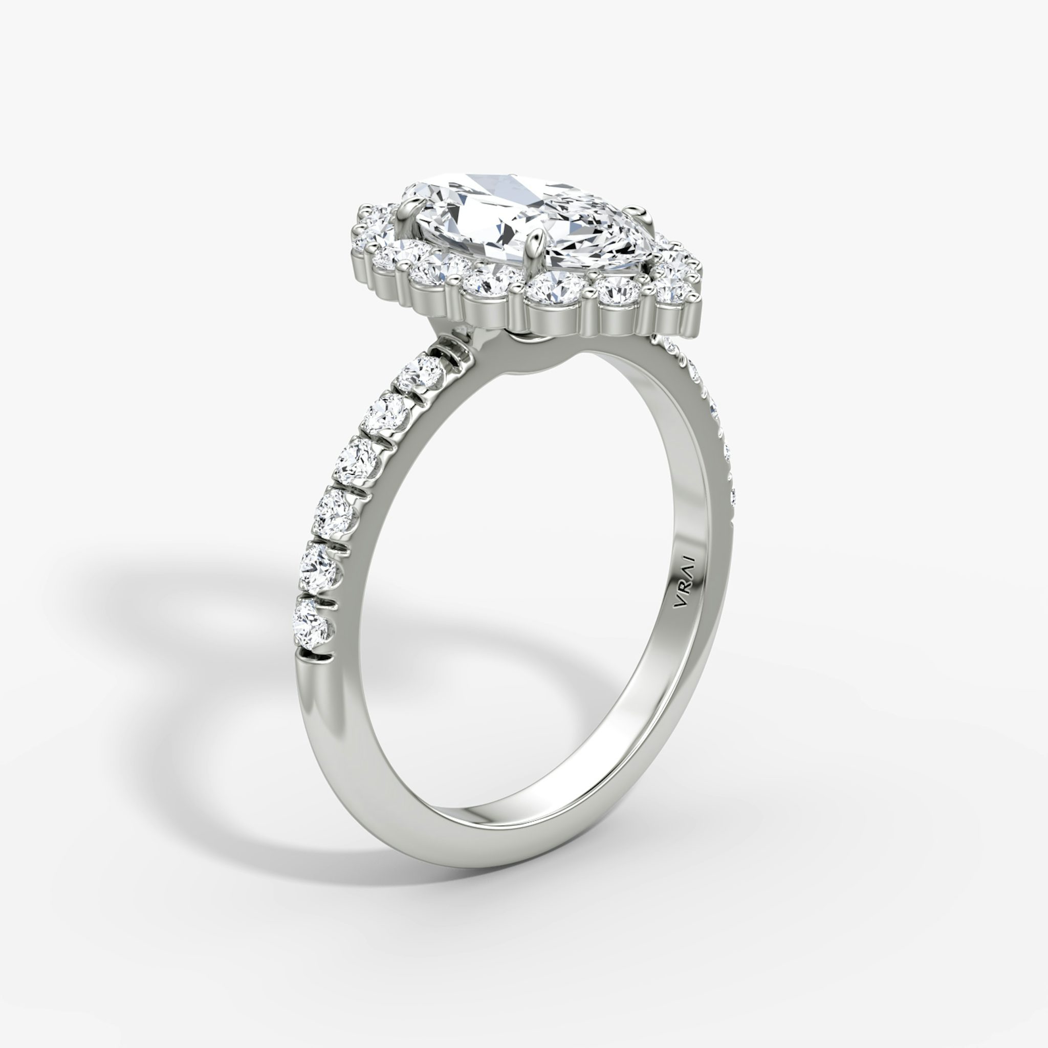The Signature Floral Halo | Marquise | 18k | White Gold | bandAccent: Pavé | diamondOrientation: vertical | caratWeight: other