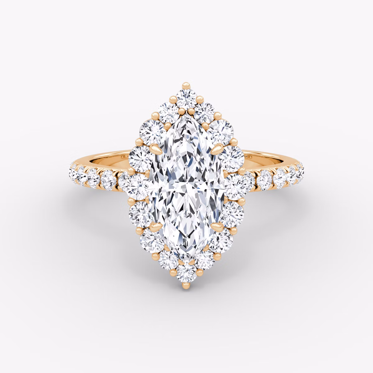 Signature Floral Halo | Marquise | 14k | Roségold | bandAccent: Mit Pavé-Besatz | diamondOrientation: vertical | caratWeight: other