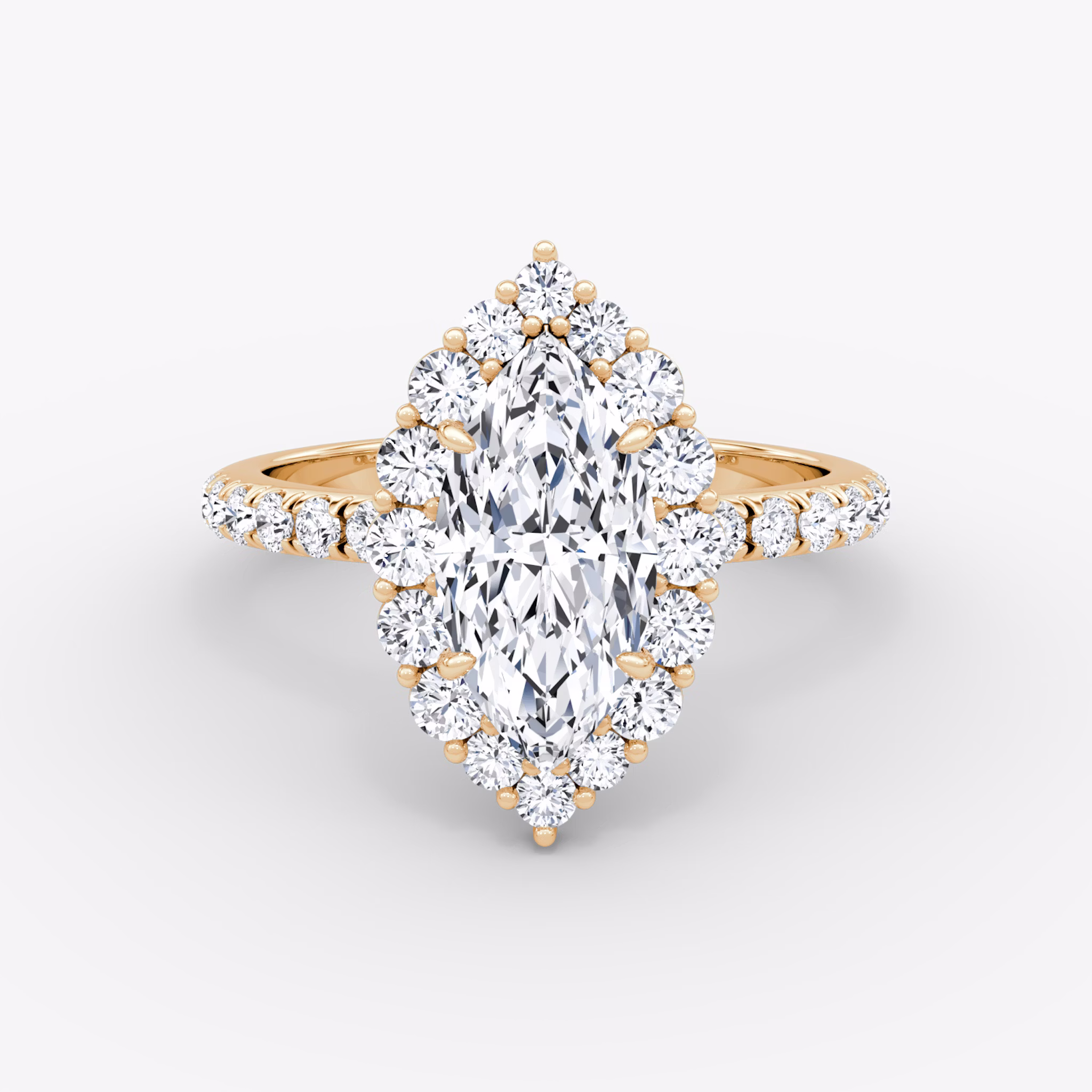 The Signature Floral Halo | Marquise | 14k | Rose Gold | bandAccent: Pavé | diamondOrientation: vertical | caratWeight: other