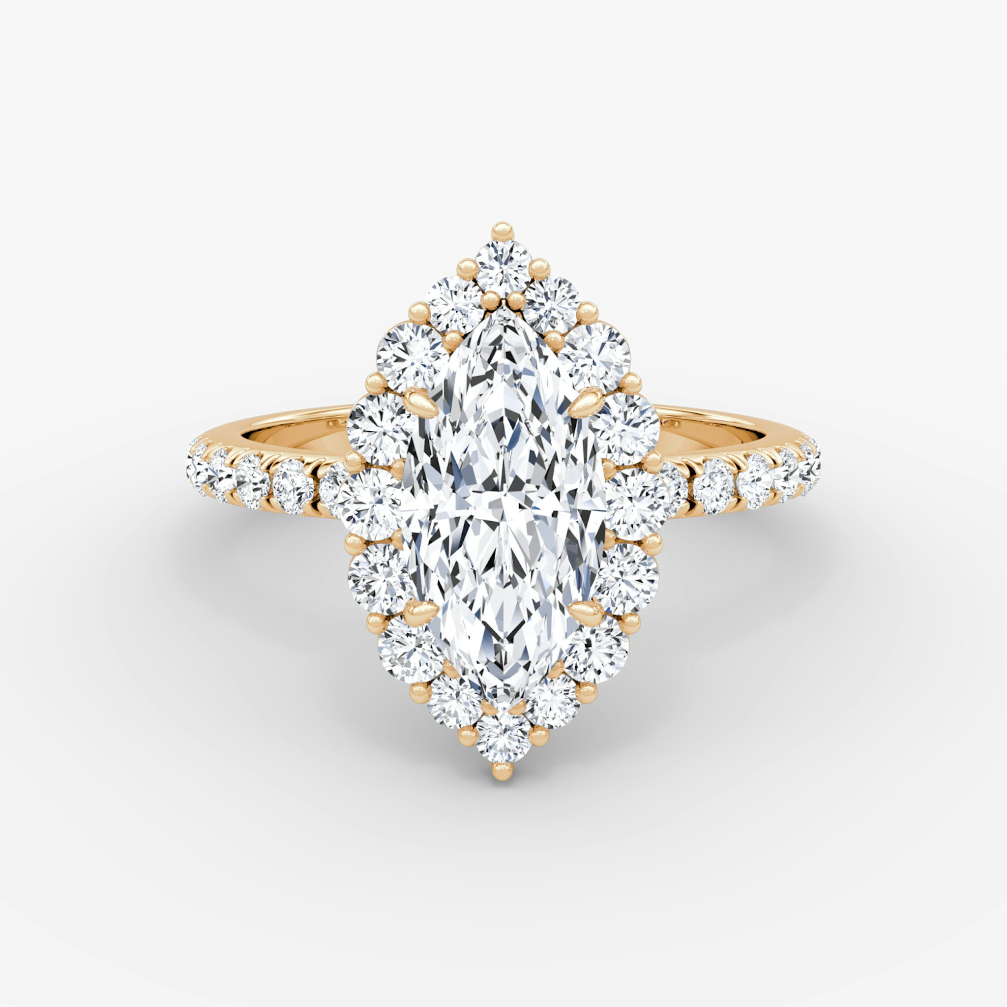 The Signature Floral Halo | Marquise | 14k | Rose Gold | bandAccent: Pavé | diamondOrientation: vertical | caratWeight: other
