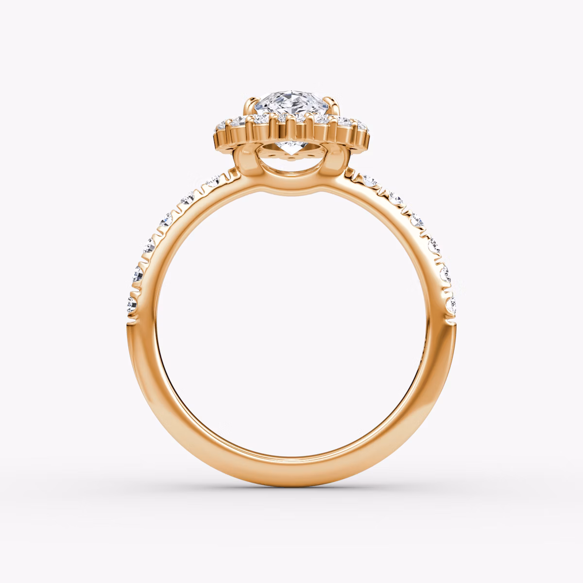 Signature Floral Halo | Marquise | 14k | Roségold | bandAccent: Mit Pavé-Besatz | diamondOrientation: vertical | caratWeight: other