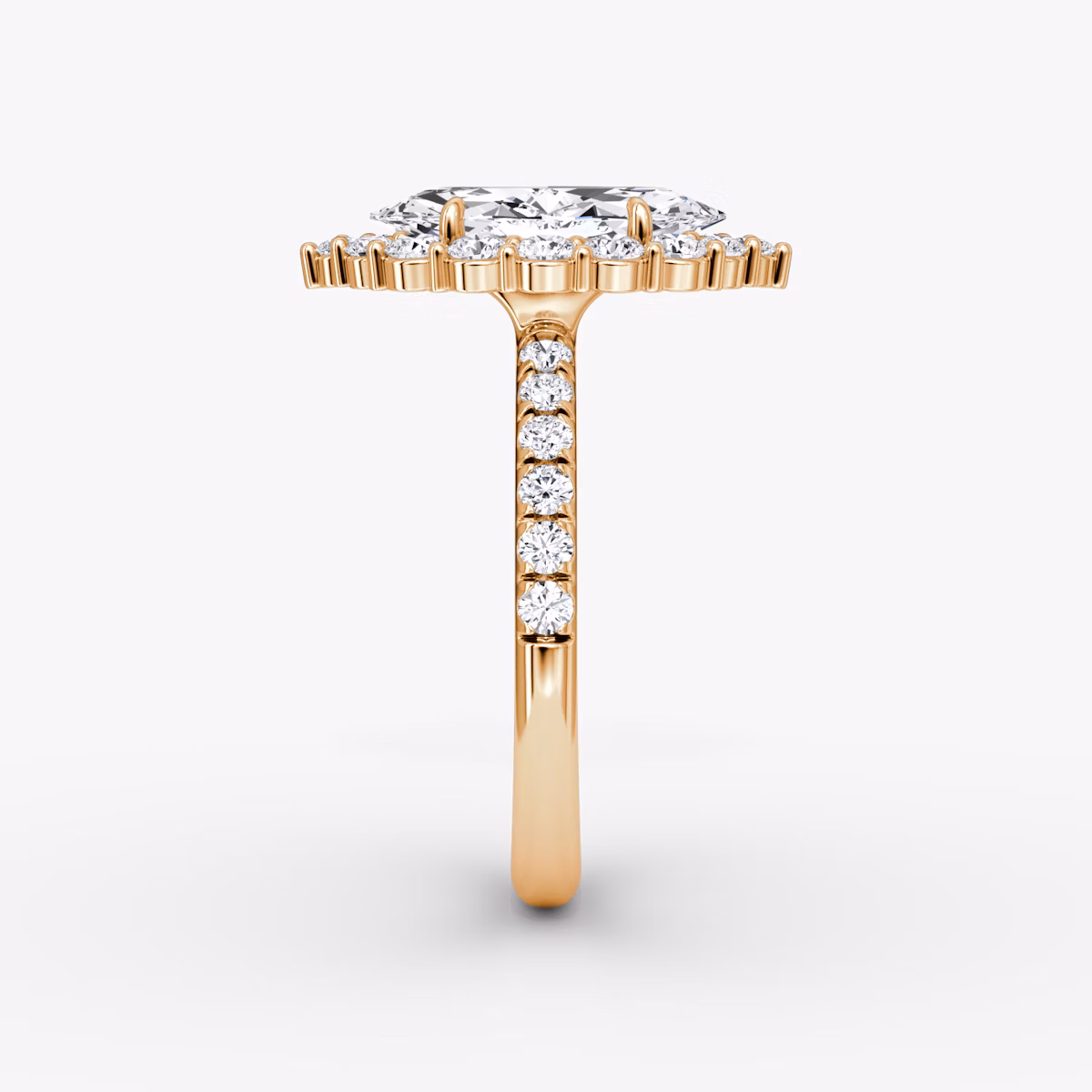 Signature Floral Halo | Marquise | 14k | Roségold | bandAccent: Mit Pavé-Besatz | diamondOrientation: vertical | caratWeight: other