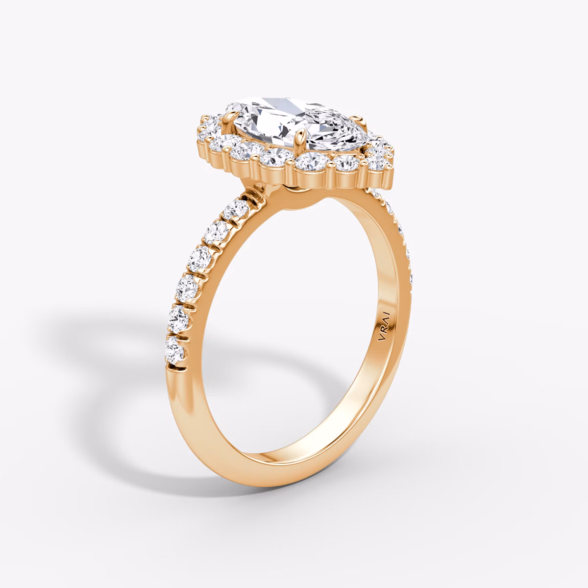 Signature Floral Halo | Marquise | 14k | Roségold | bandAccent: Mit Pavé-Besatz | diamondOrientation: vertical | caratWeight: other