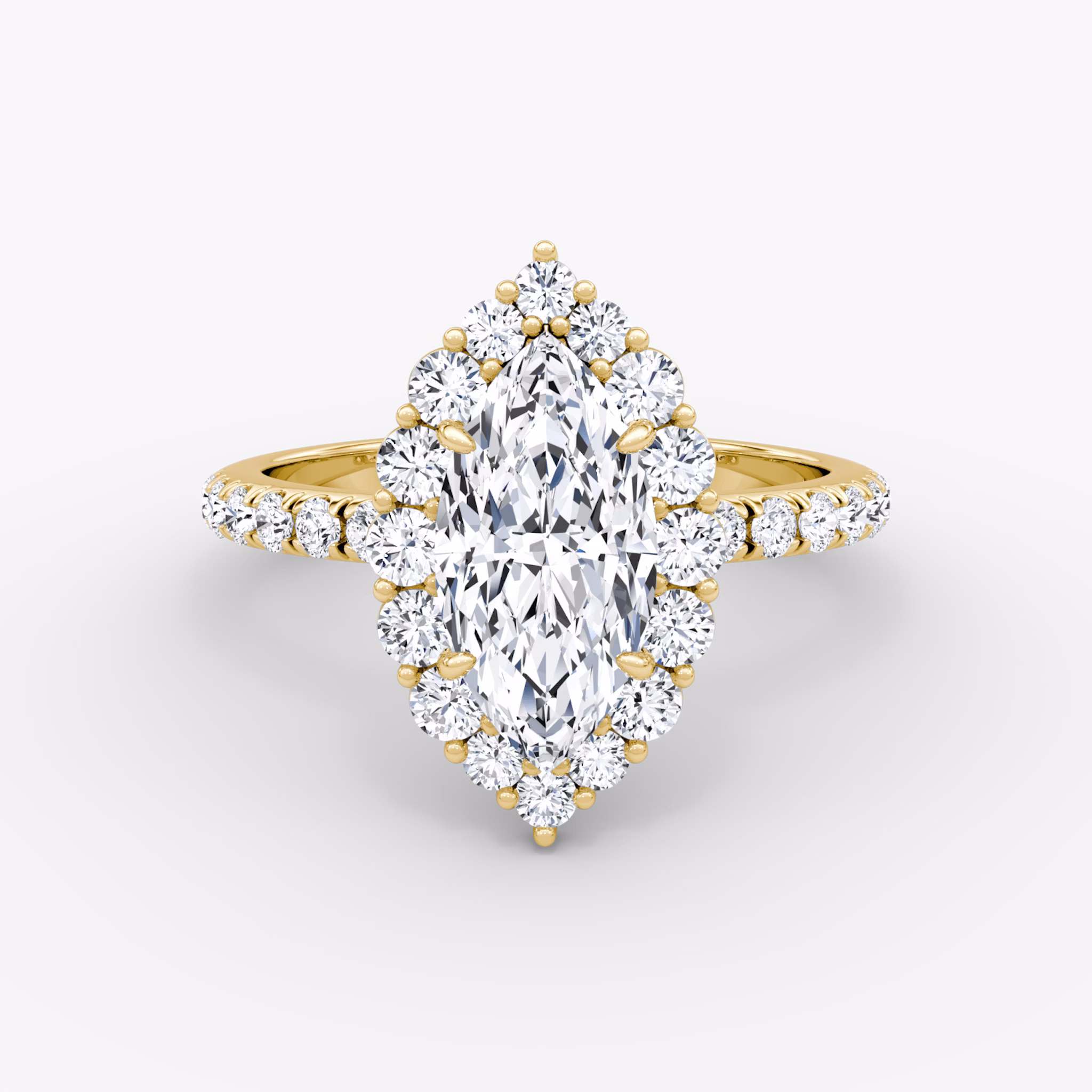 The Signature Floral Halo | Marquise | 18k | Yellow Gold | bandAccent: Pavé | diamondOrientation: vertical | caratWeight: other