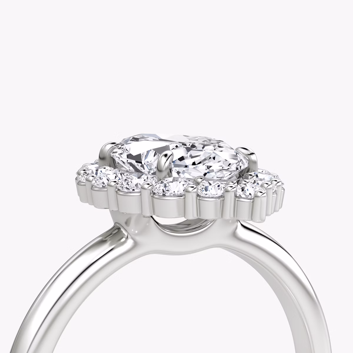 The Signature Floral Halo | Marquise | 18k | White Gold | bandAccent: Plain | diamondOrientation: vertical | caratWeight: other