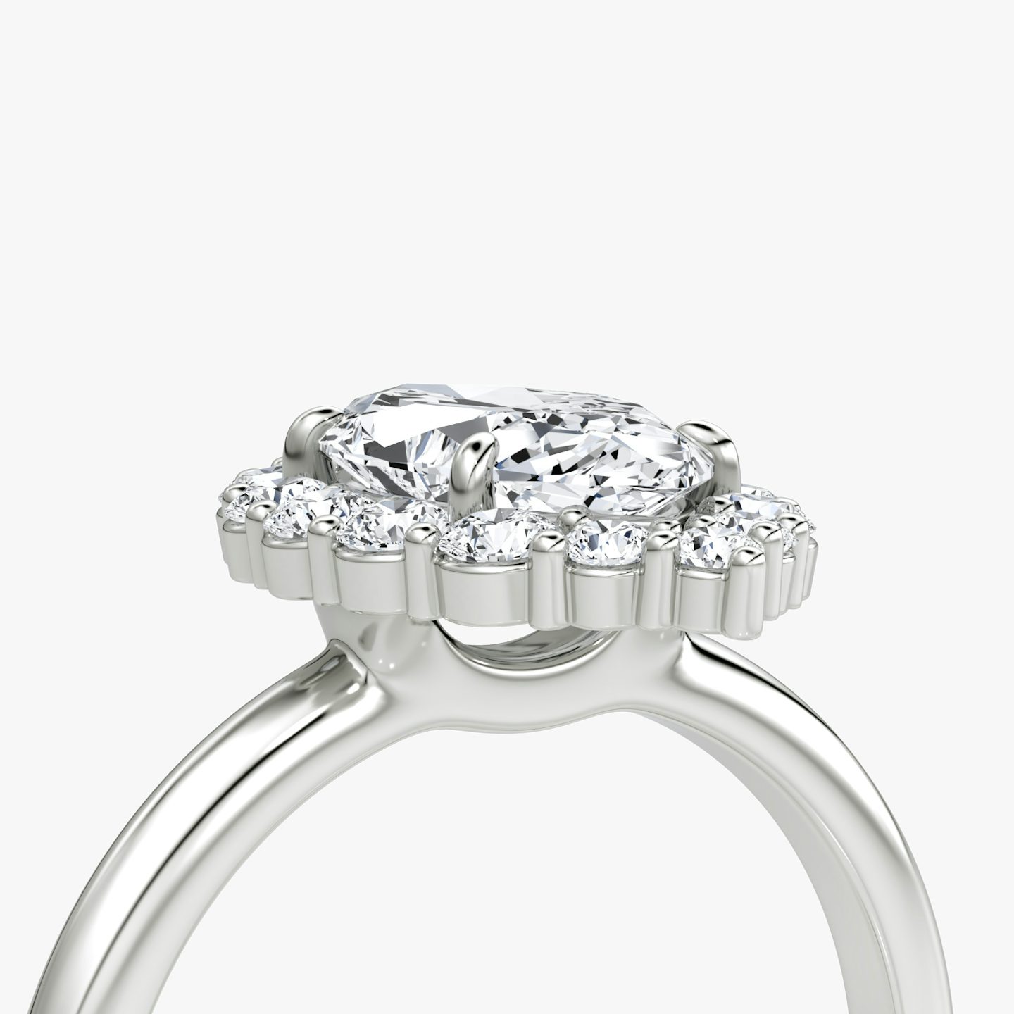 The Signature Floral Halo | Marquise | 18k | White Gold | bandAccent: Plain | diamondOrientation: vertical | caratWeight: other