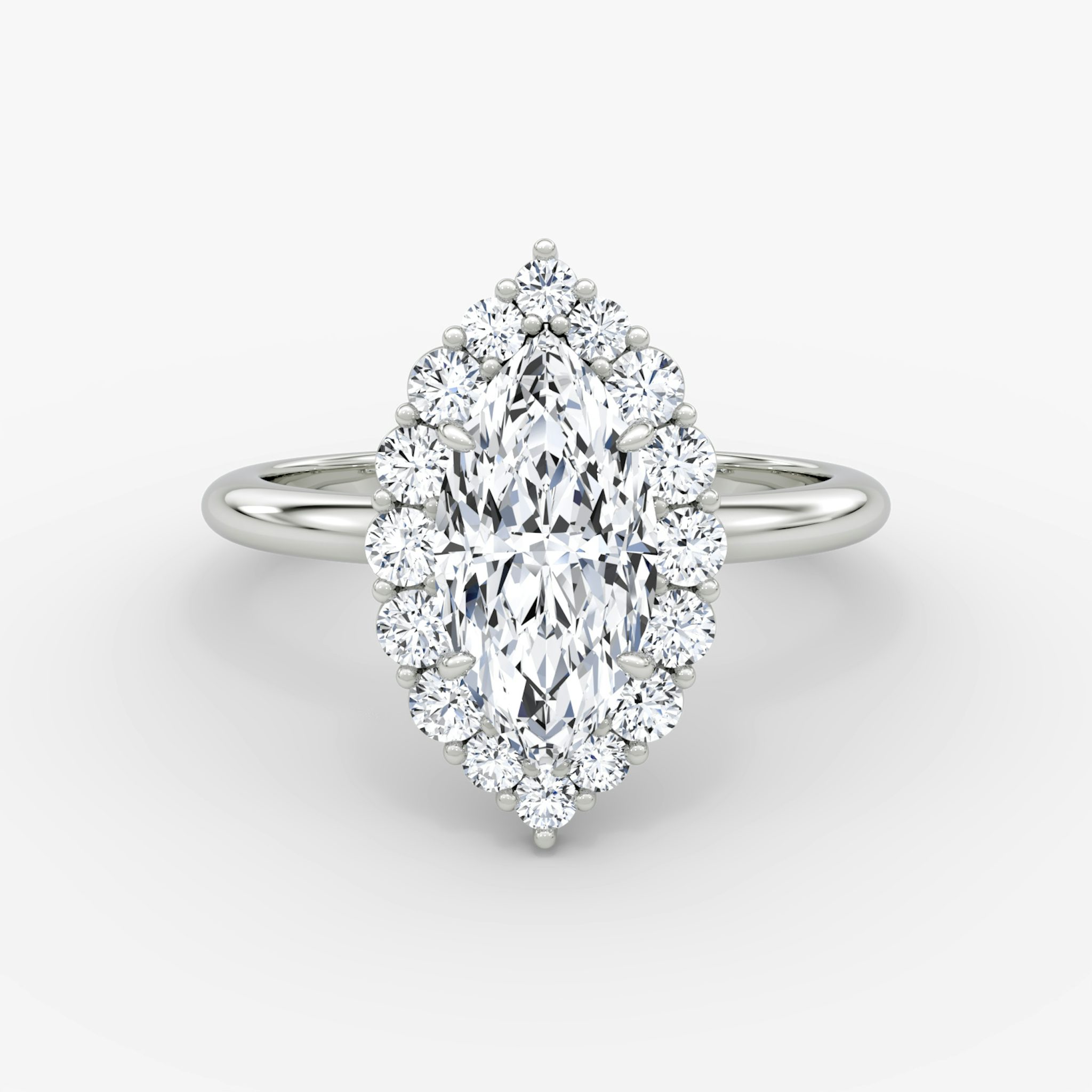 The Signature Floral Halo | Marquise | Platinum | bandAccent: Plain | diamondOrientation: vertical | caratWeight: other
