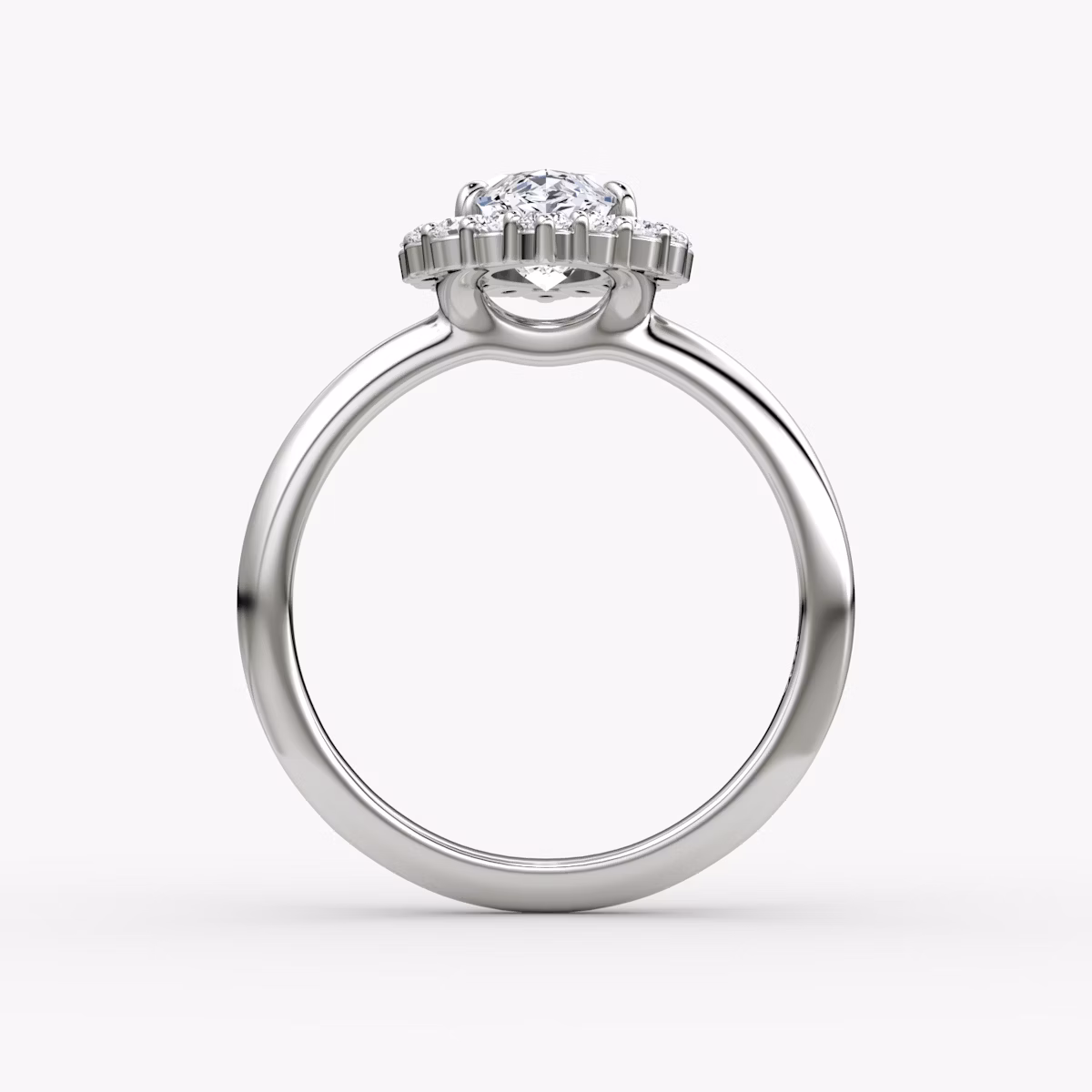 The Signature Floral Halo | Marquise | 18k | White Gold | bandAccent: Plain | diamondOrientation: vertical | caratWeight: other