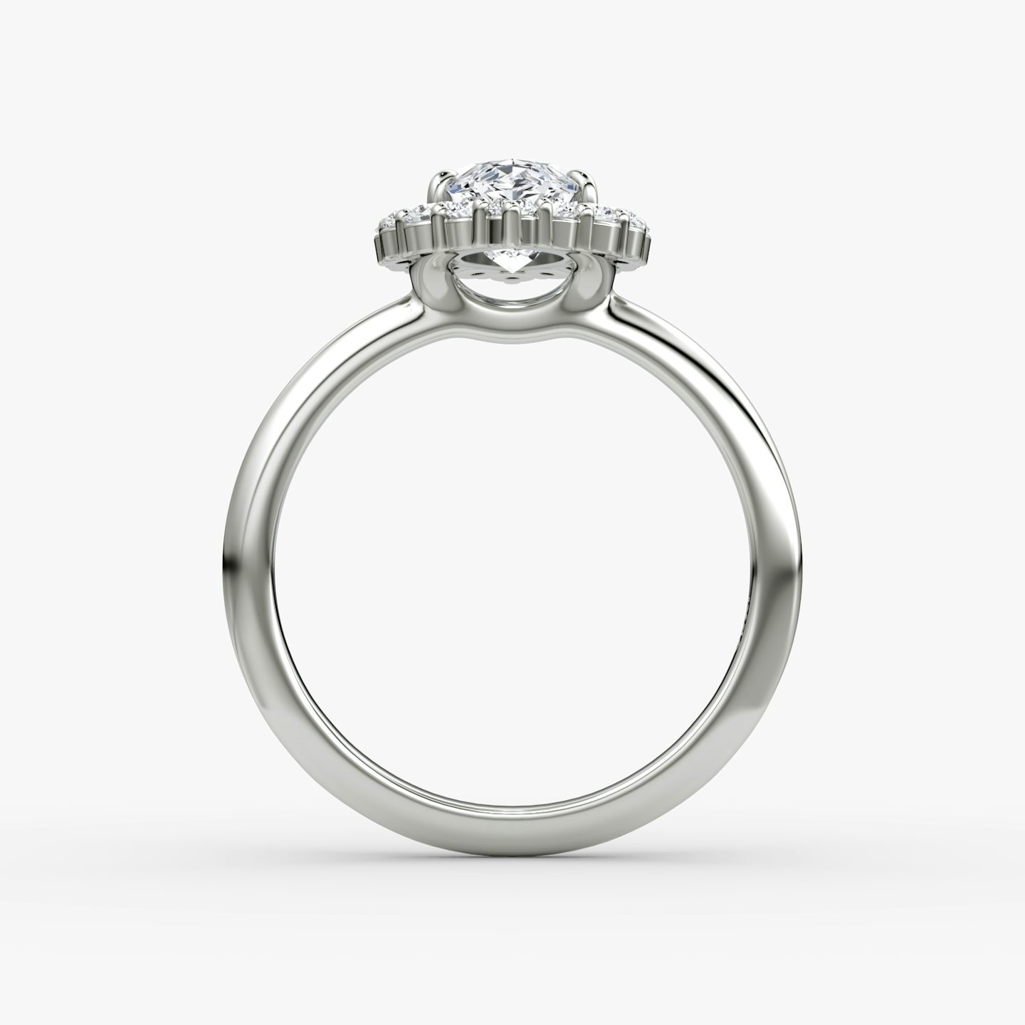 The Signature Floral Halo | Marquise | 18k | White Gold | bandAccent: Plain | diamondOrientation: vertical | caratWeight: other