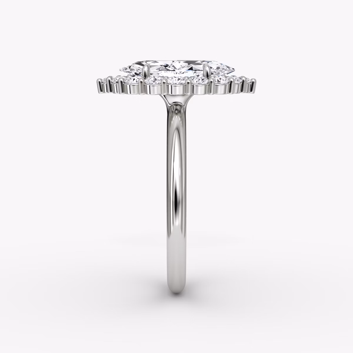 The Signature Floral Halo | Marquise | 18k | White Gold | bandAccent: Plain | diamondOrientation: vertical | caratWeight: other