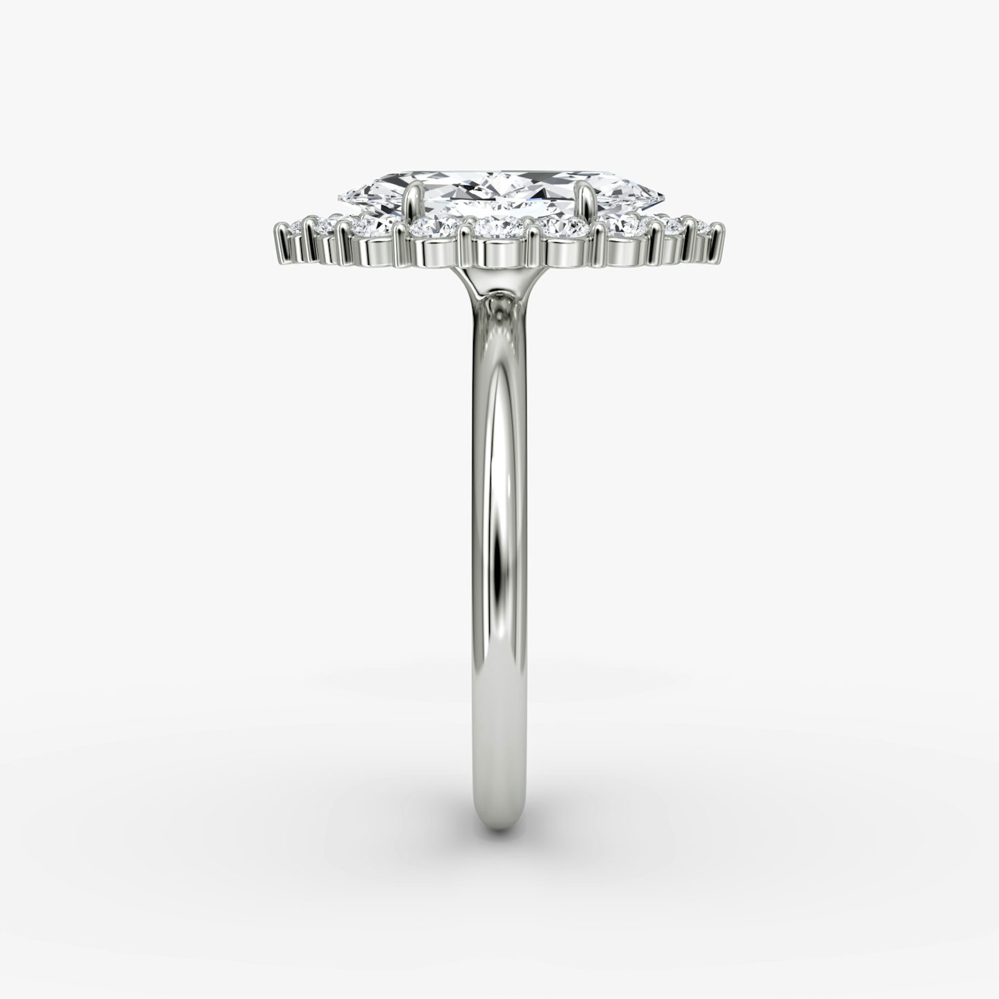 The Signature Floral Halo | Marquise | 18k | White Gold | bandAccent: Plain | diamondOrientation: vertical | caratWeight: other