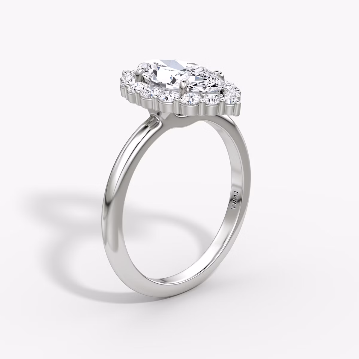 The Signature Floral Halo | Marquise | 18k | White Gold | bandAccent: Plain | diamondOrientation: vertical | caratWeight: other