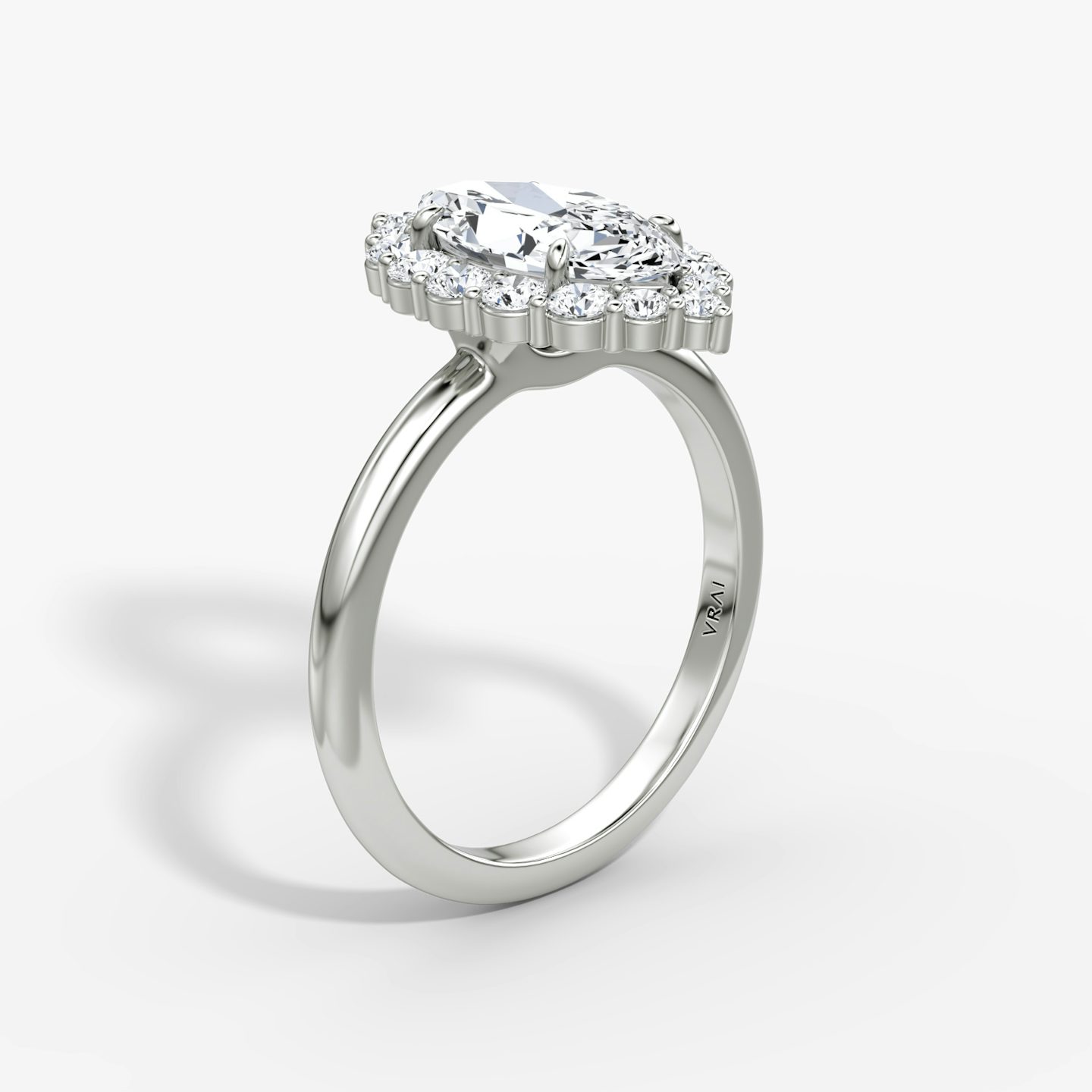 The Signature Floral Halo | Marquise | 18k | White Gold | bandAccent: Plain | diamondOrientation: vertical | caratWeight: other