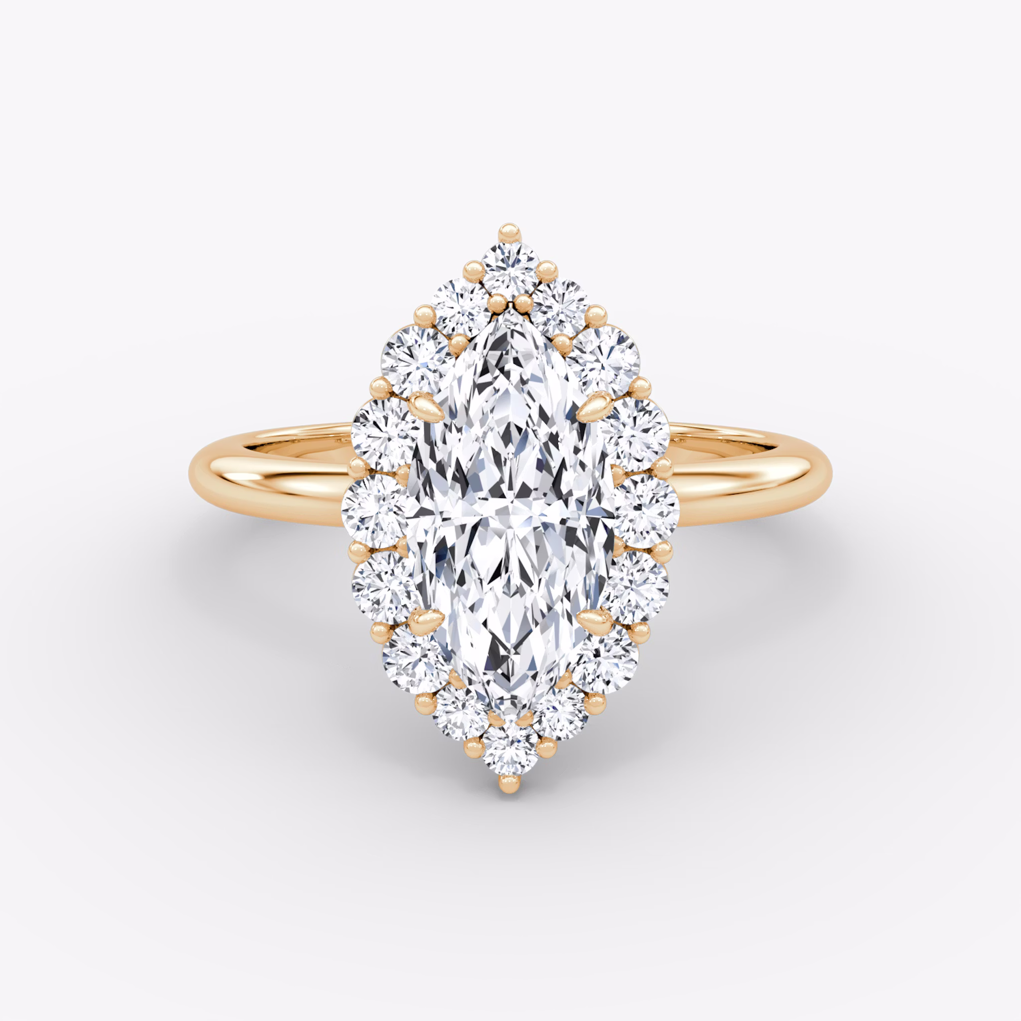 The Signature Floral Halo | Marquise | 14k | Rose Gold | bandAccent: Plain | diamondOrientation: vertical | caratWeight: other