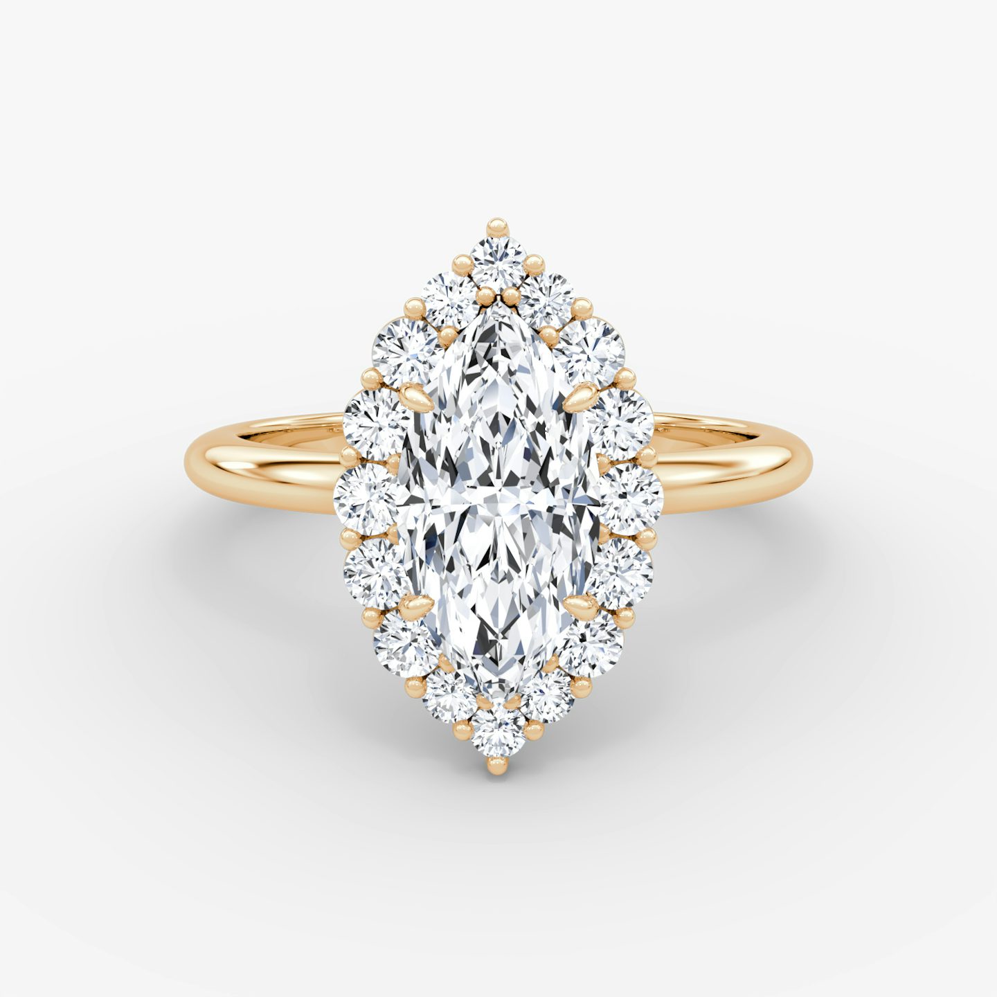 The Signature Floral Halo | Marquise | 14k | Rose Gold | bandAccent: Plain | diamondOrientation: vertical | caratWeight: other