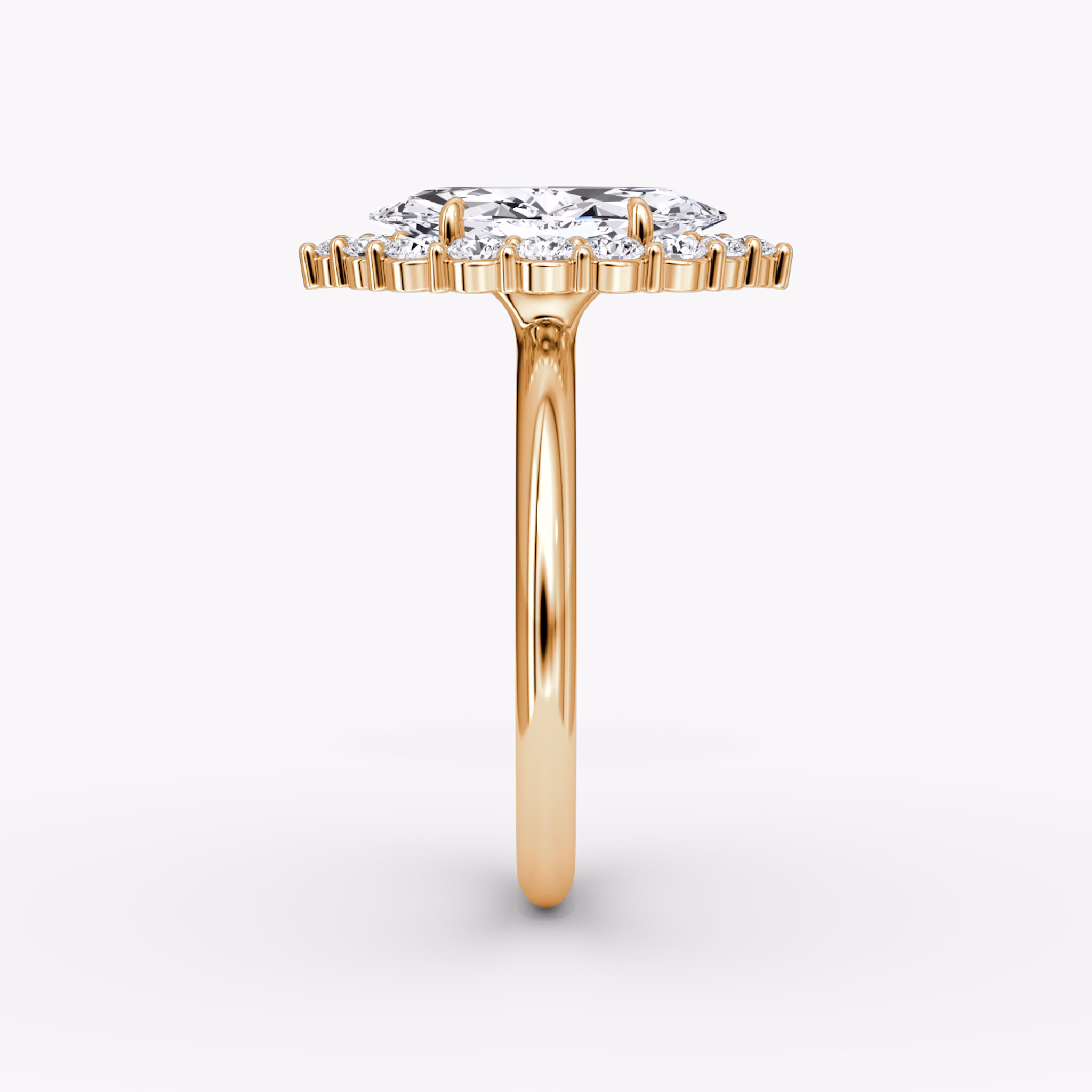 The Signature Floral Halo | Marquise | 14k | Rose Gold | bandAccent: Plain | diamondOrientation: vertical | caratWeight: other
