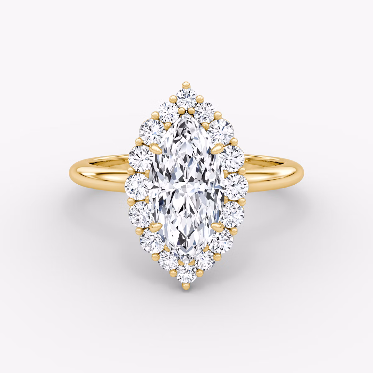 The Signature Floral Halo | Marquise | 18k | Yellow Gold | bandAccent: Plain | diamondOrientation: vertical | caratWeight: other