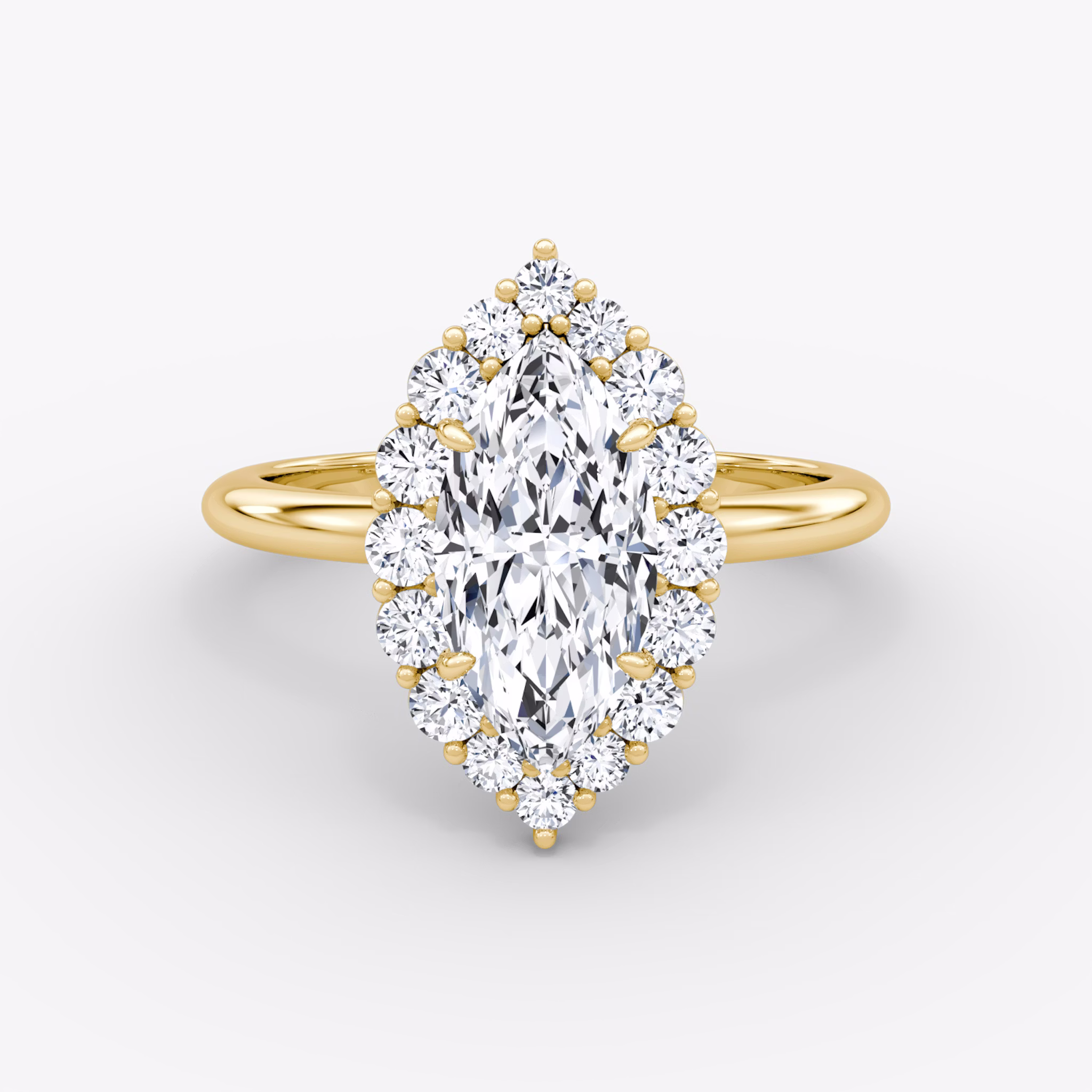 The Signature Floral Halo | Marquise | 18k | Yellow Gold | bandAccent: Plain | diamondOrientation: vertical | caratWeight: other