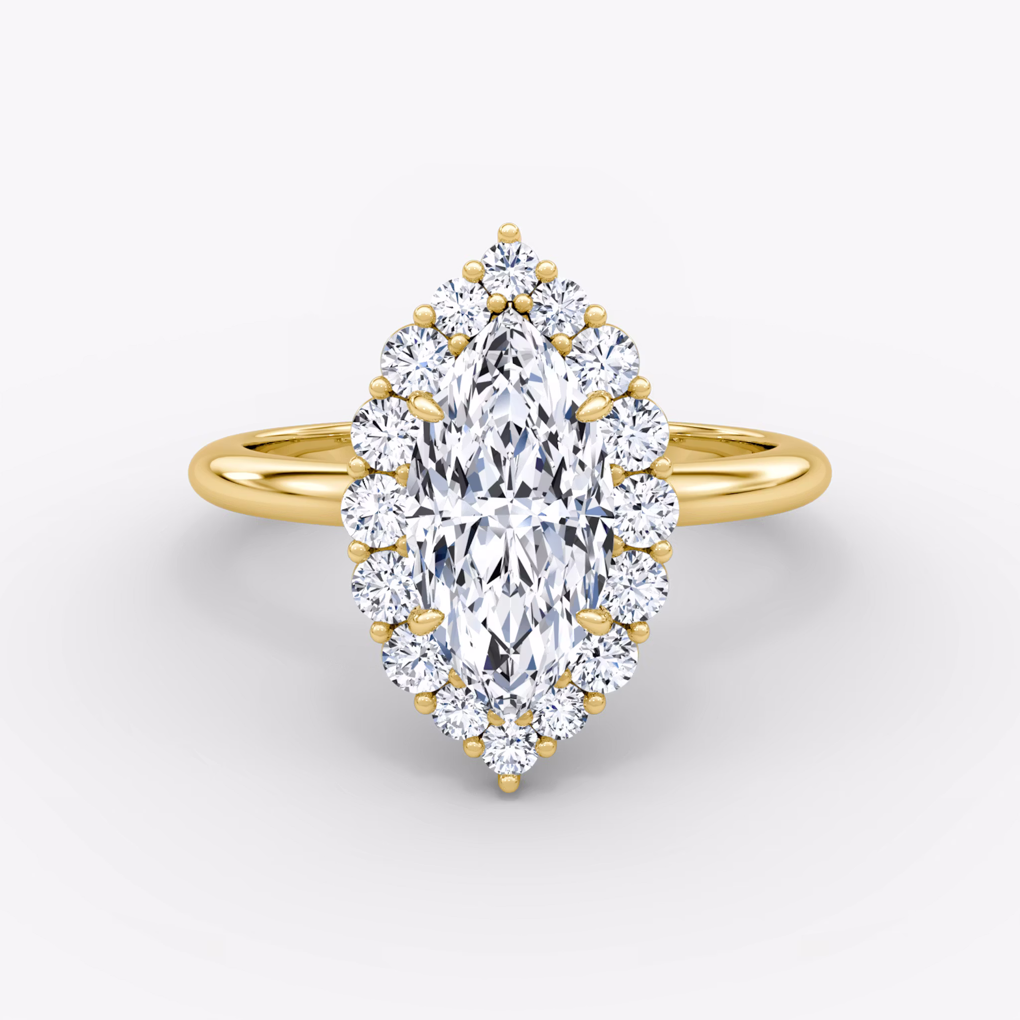 The Signature Floral Halo Marquise | Yellow Gold