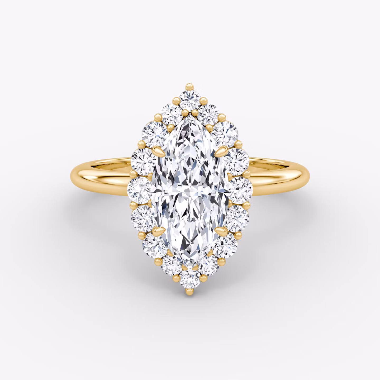 The Signature Floral Halo | Marquise | 18k | Yellow Gold | bandAccent: Plain | diamondOrientation: vertical | caratWeight: other