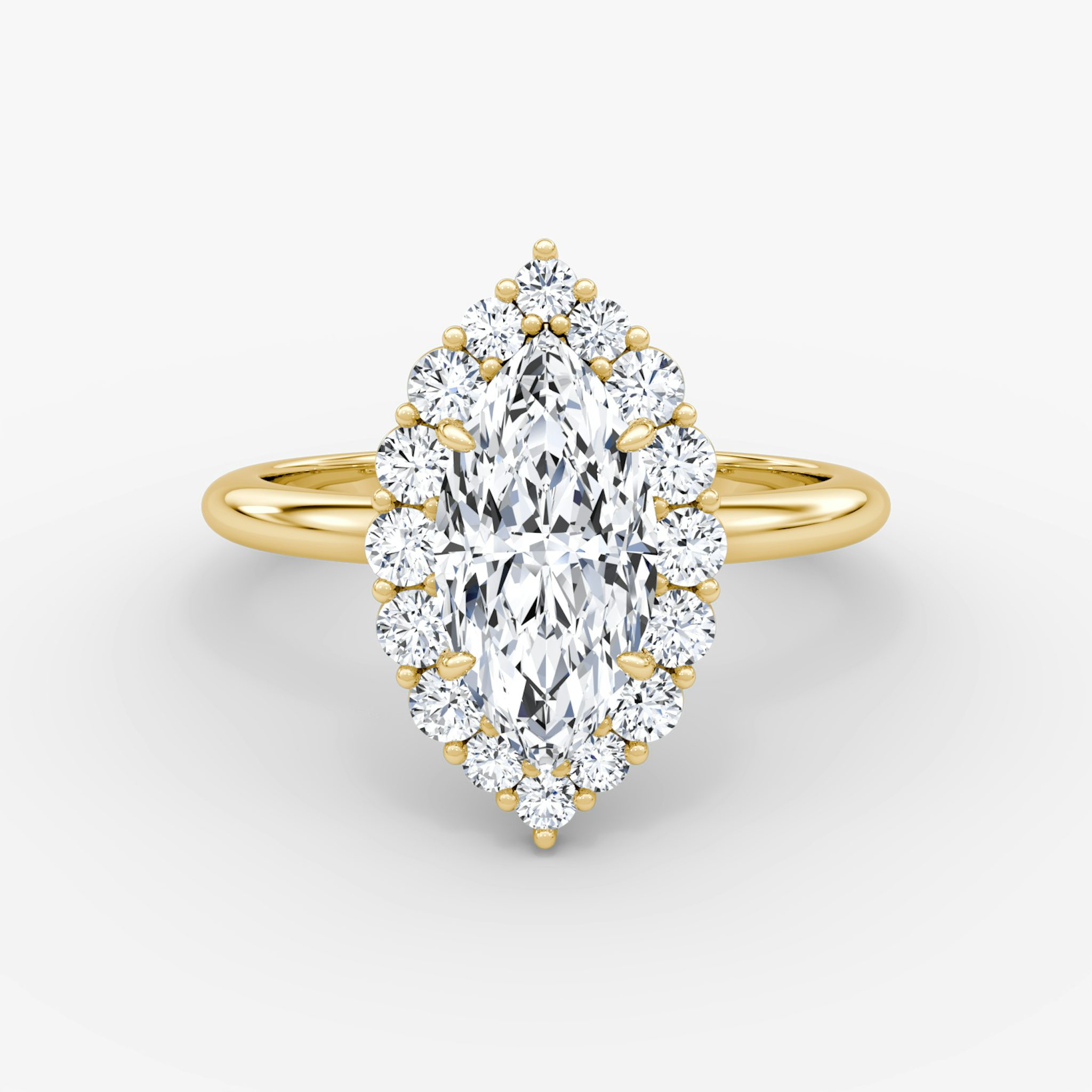 The Signature Floral Halo | Marquise | 18k | Yellow Gold | bandAccent: Plain | diamondOrientation: vertical | caratWeight: other