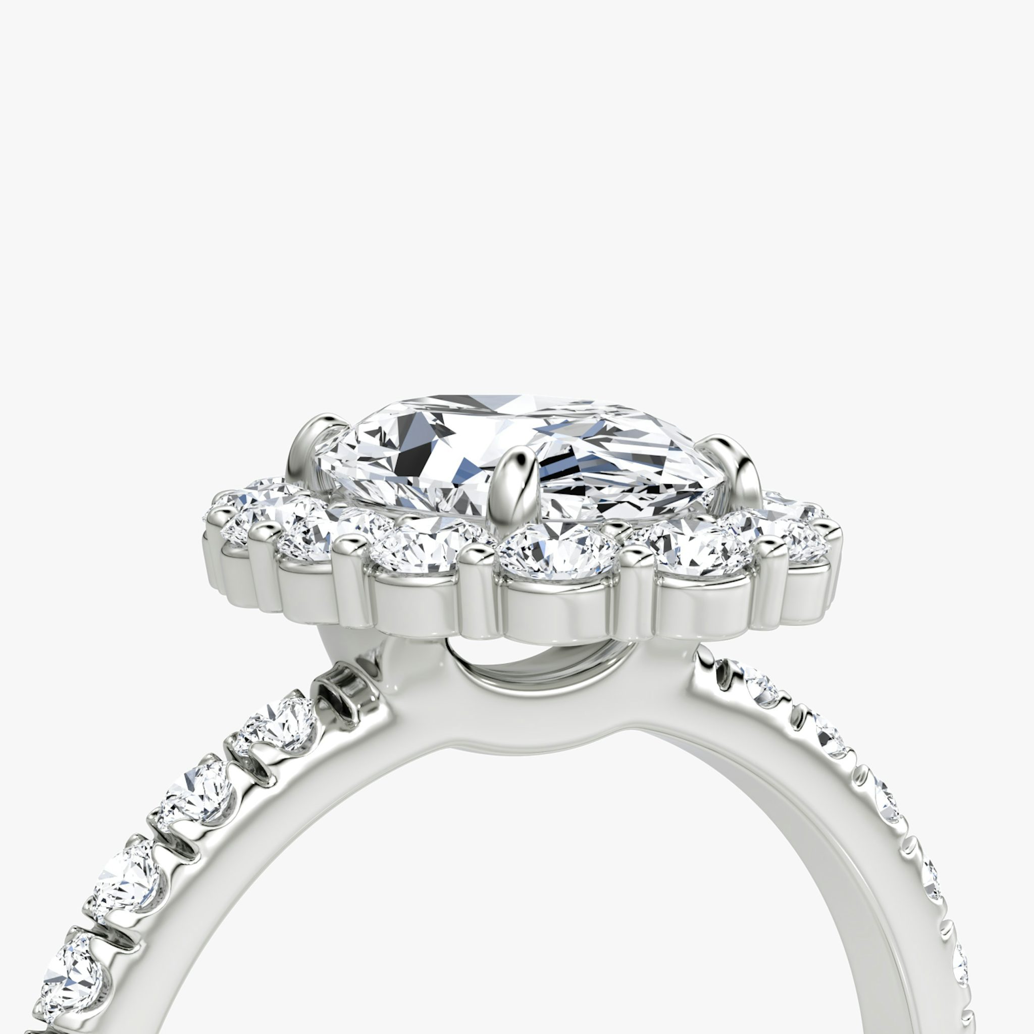 The Signature Floral Halo | Oval | 18k | White Gold | bandAccent: Pavé | diamondOrientation: vertical | caratWeight: other