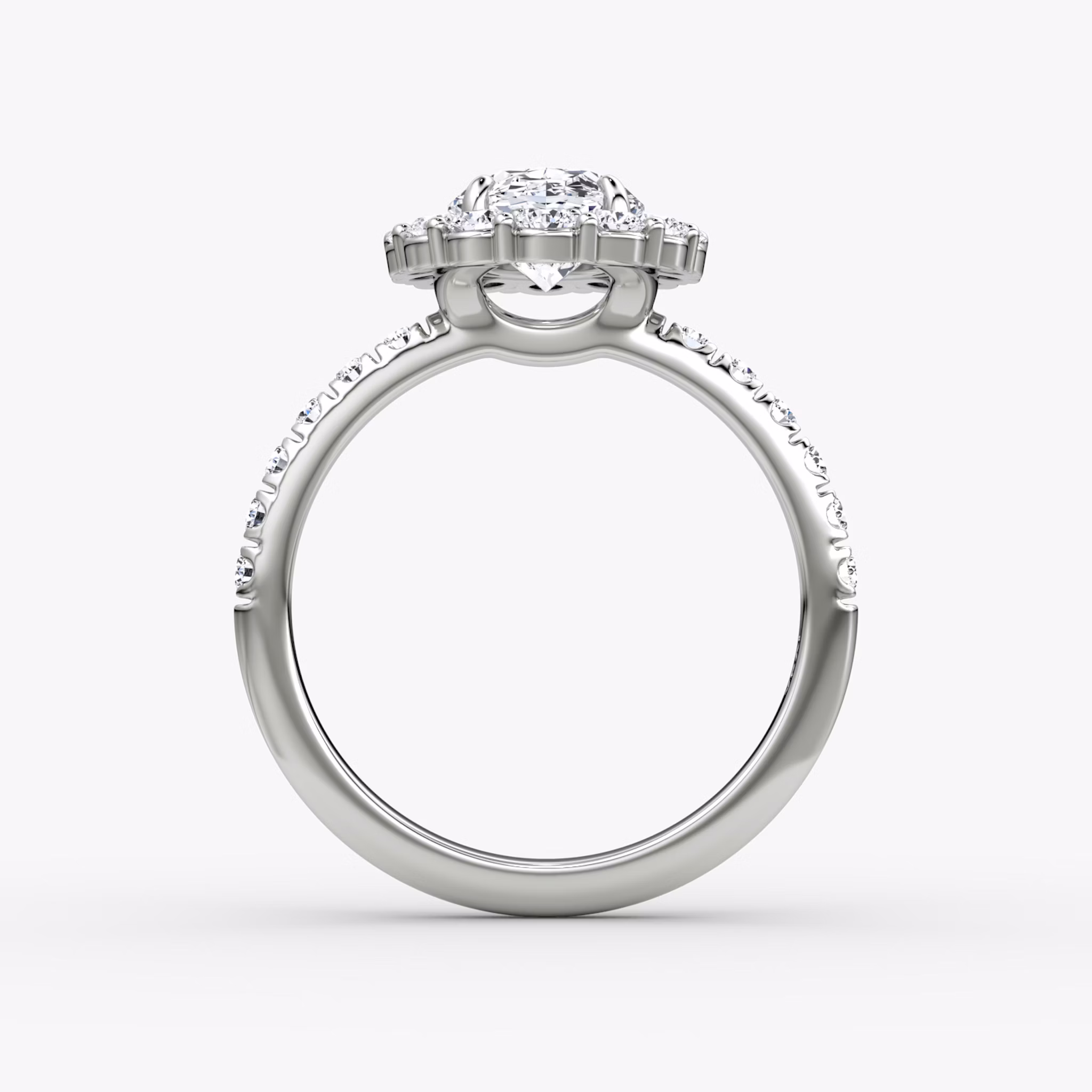 The Signature Floral Halo | Oval | 18k | White Gold | bandAccent: Pavé | diamondOrientation: vertical | caratWeight: other