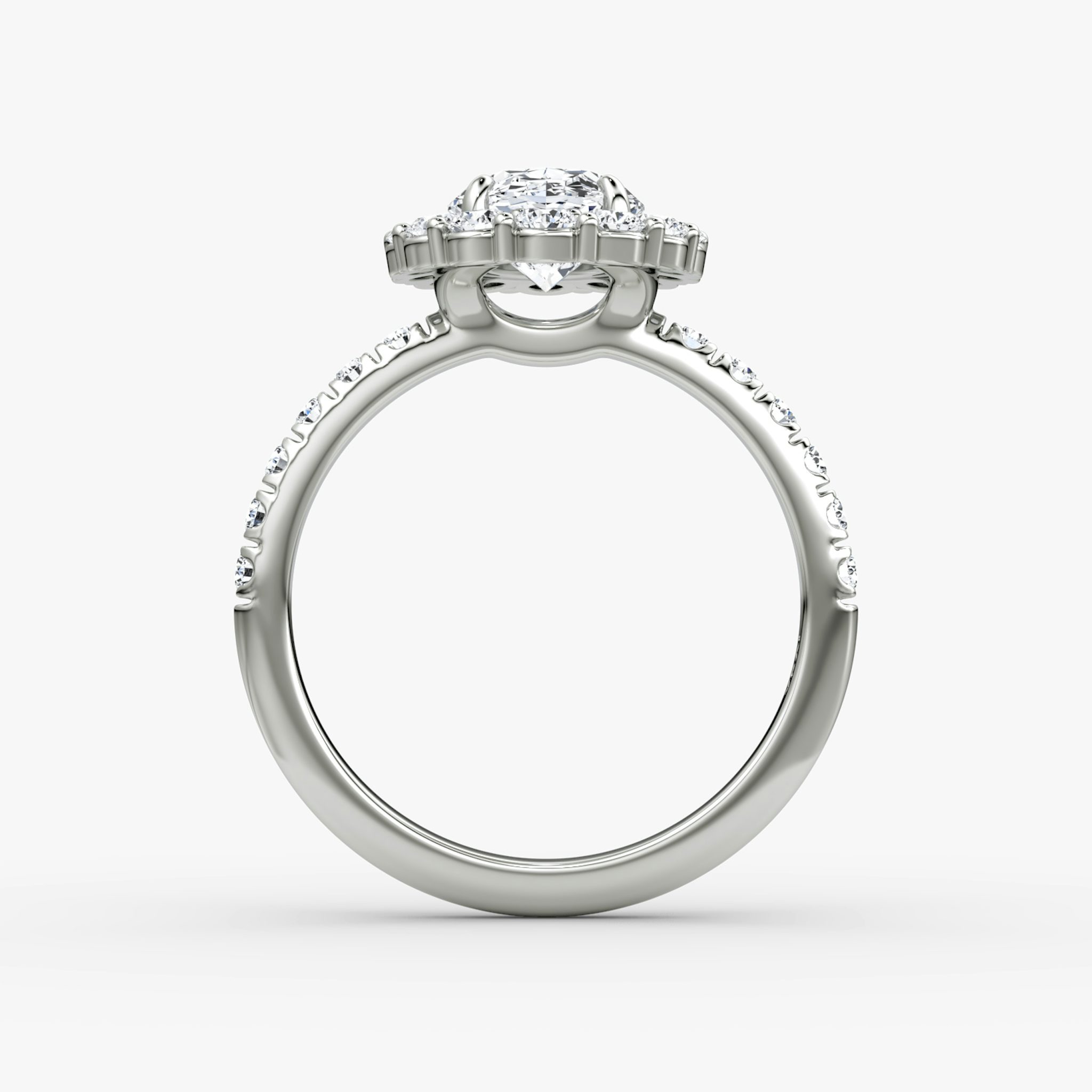 The Signature Floral Halo | Oval | 18k | White Gold | bandAccent: Pavé | diamondOrientation: vertical | caratWeight: other