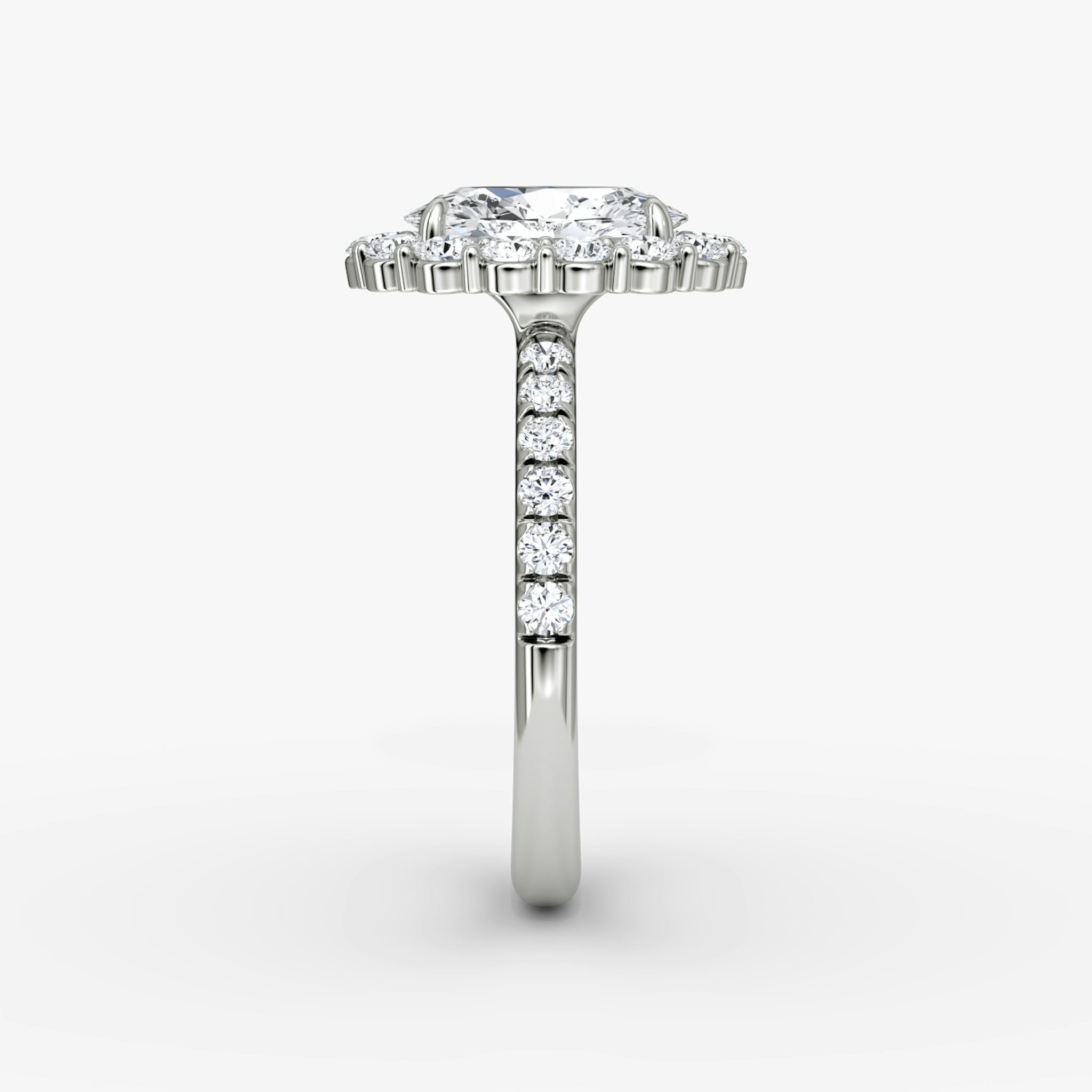 The Signature Floral Halo | Oval | 18k | White Gold | bandAccent: Pavé | diamondOrientation: vertical | caratWeight: other