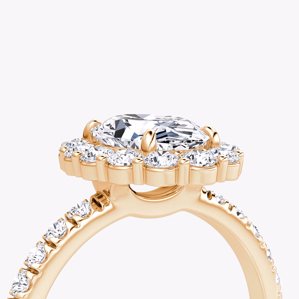 Signature Floral Halo | Oval | 14k | Roségold | bandAccent: Mit Pavé-Besatz | diamondOrientation: vertical | caratWeight: other